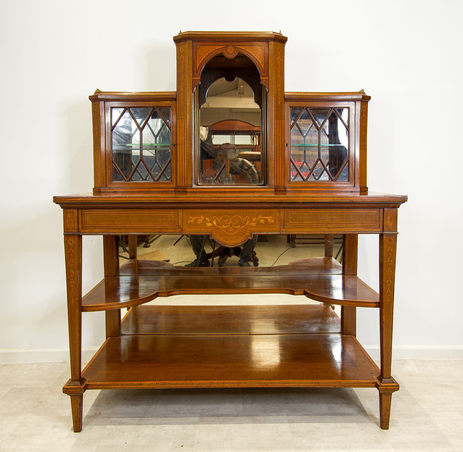 Fine Antique Mahogany & Inlaid Writing Desk photo Furniture