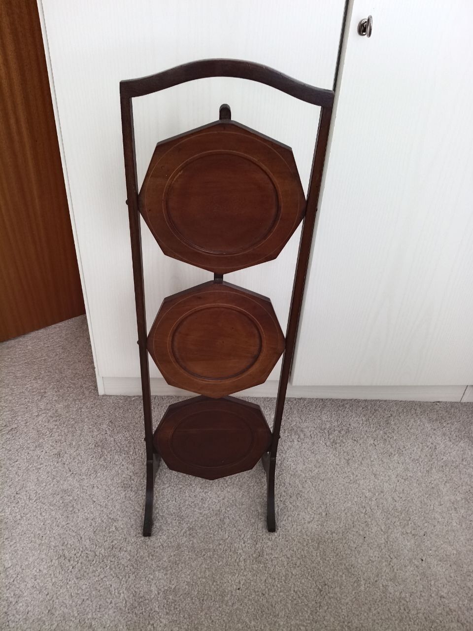 Antique Three Tier Folding Cake Stand photo for sale