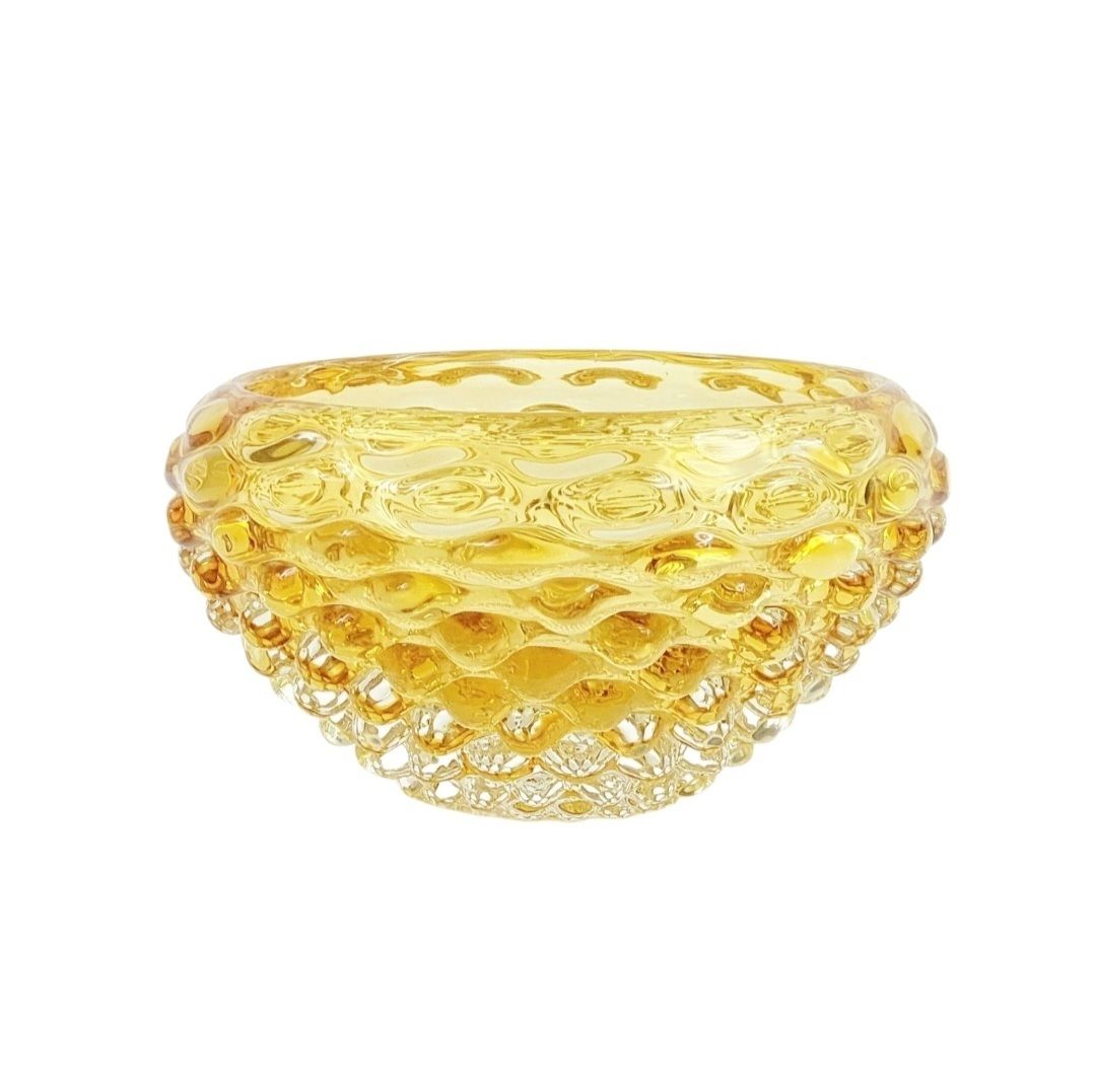 Mid Century Murano Bubble Glass 'Lenti' Series Bowl By Ercole Barovier For Barovier & Toso, Italy, 1940s 1950s