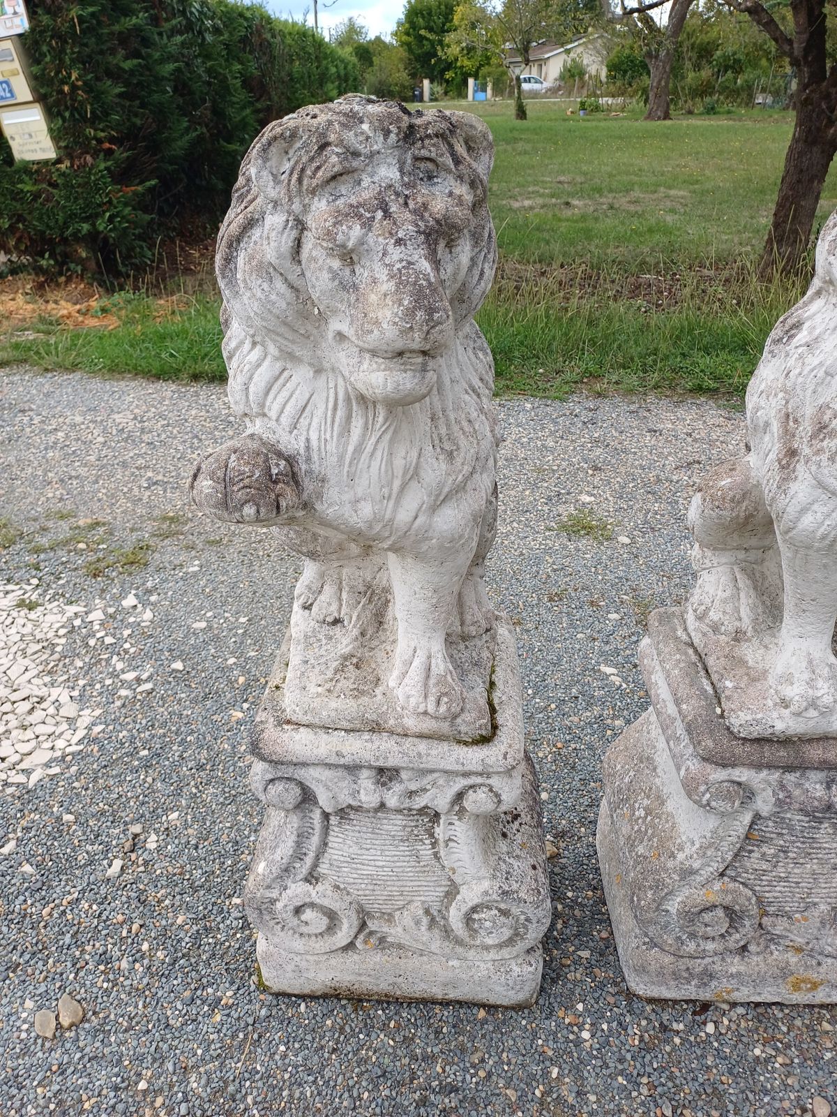 Pair Of Stone Lions From The 1960s photo for sale
