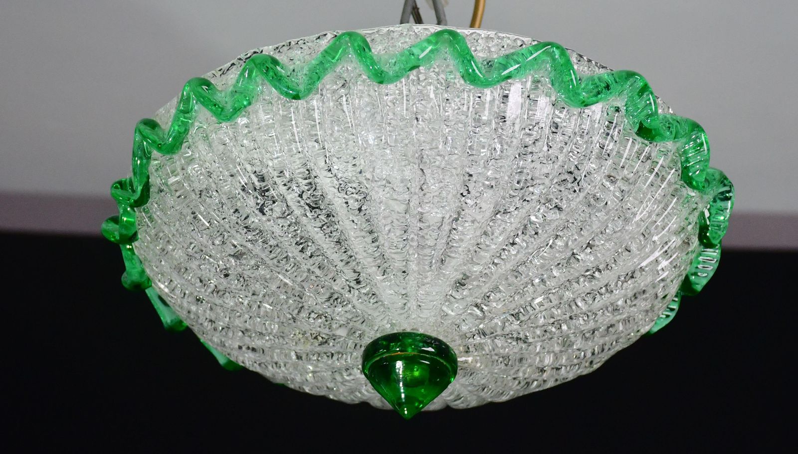 Charming Italian Green Murano Glass Ceiling Fixture, Murano, 1970 photo 894.0
