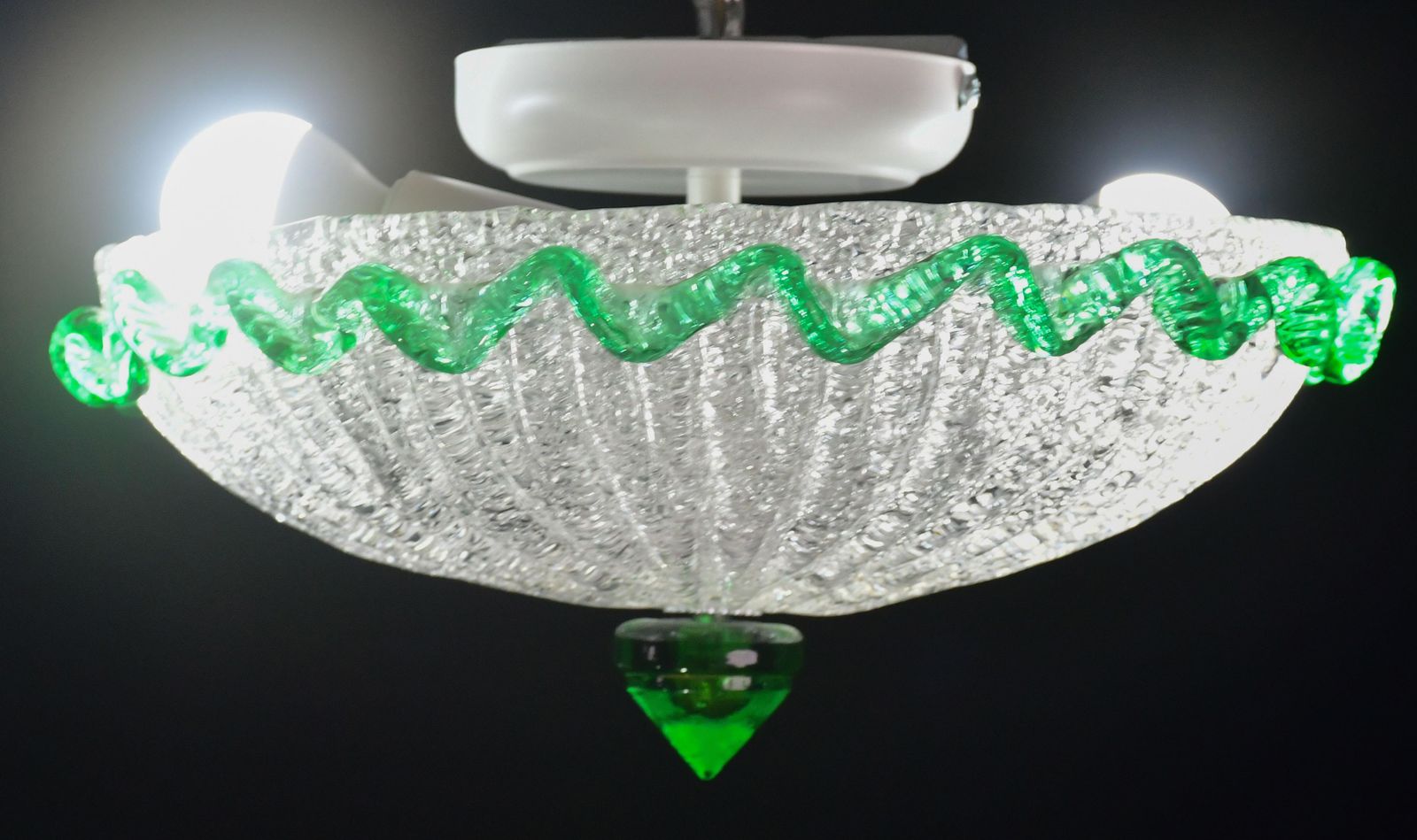 Charming Italian Green Murano Glass Ceiling Fixture, Murano, 1970 photo vinterior