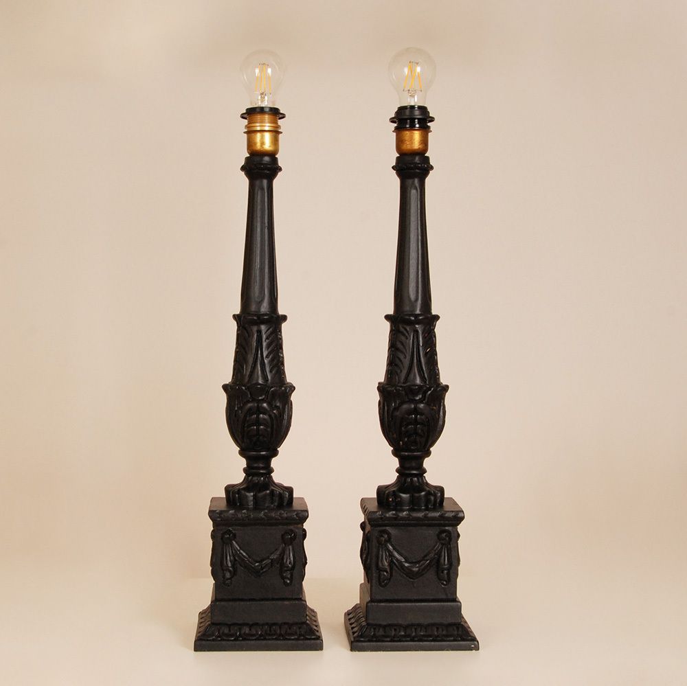 French Table Lamps With Black Tartan Lampshades, 1980s, Set Of 2 photo buy