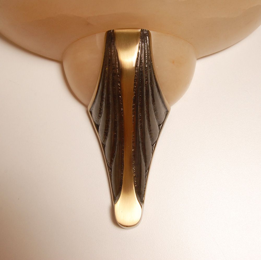 Mid Century Revival Art Deco Style Wall Lamps In Marble, Alabaster And Bronze From Maitland Smith, 1970s, Set Of 2 photo vintage