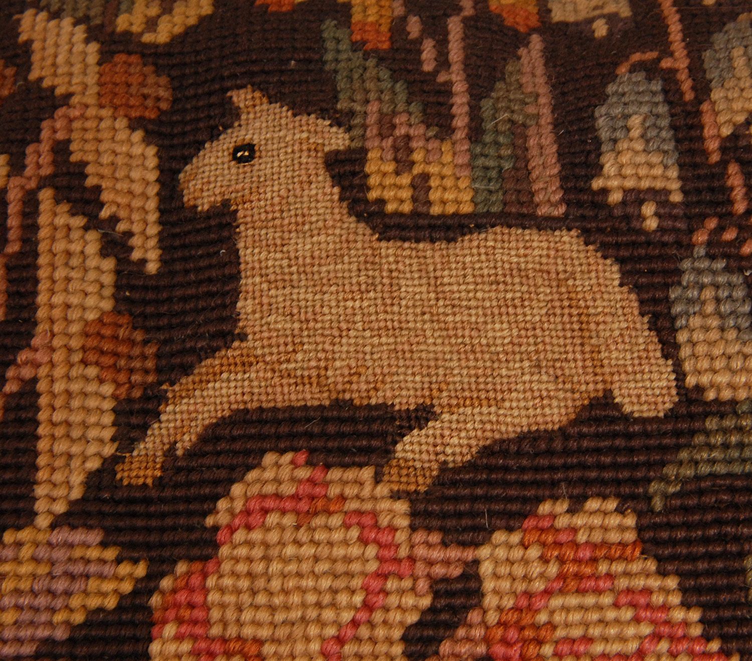 19th Century Flemish Tapestry Neo Renaissance Pillow Cushion Allegorical Millefleurs Animals photo 1870.0