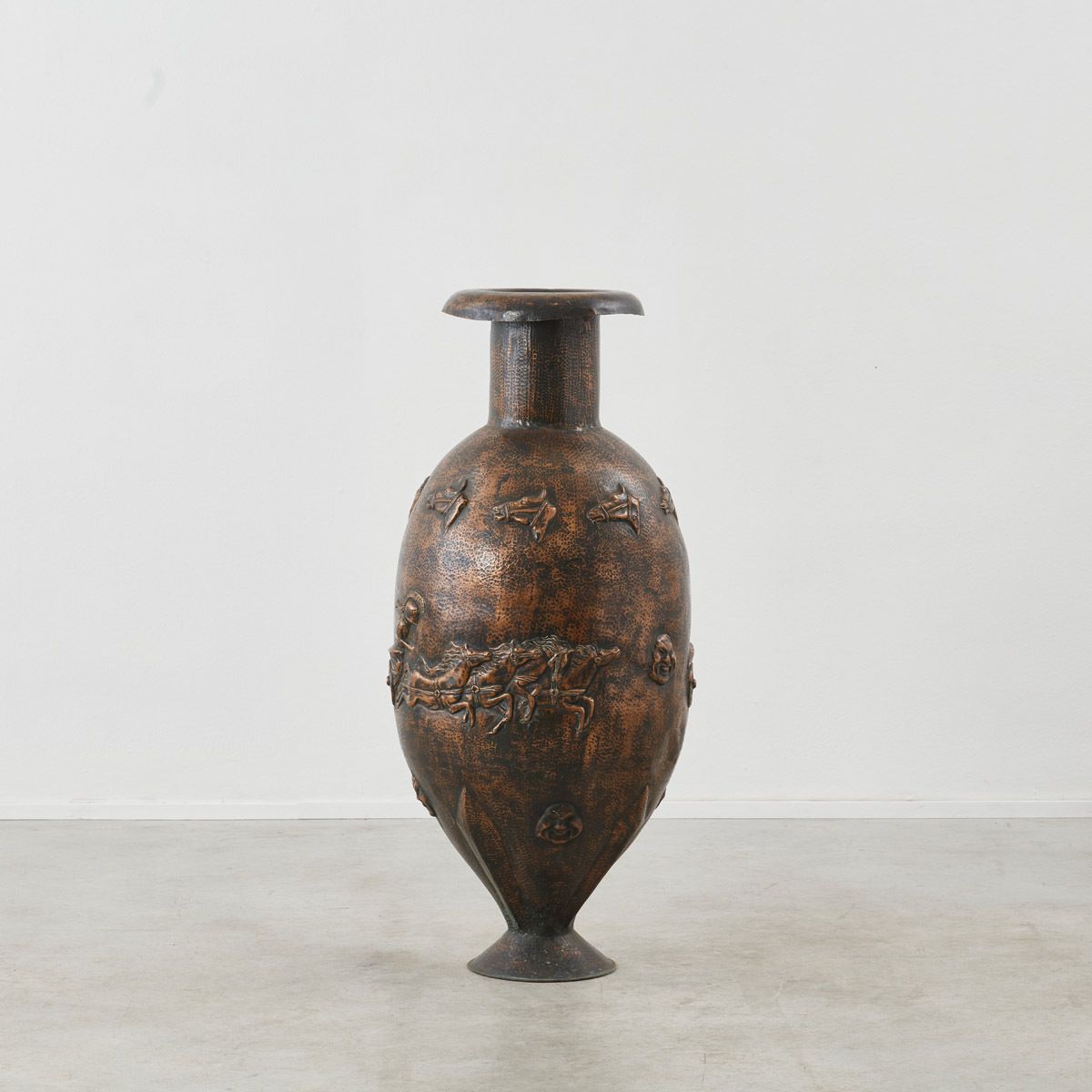 Angelo Bragalini Large Vase In Copper Italy, 1950s