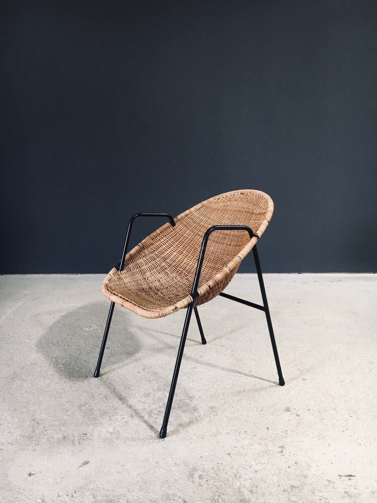 photo for sale Mid Century Modern Design Rattan Armchairs, France 1950's