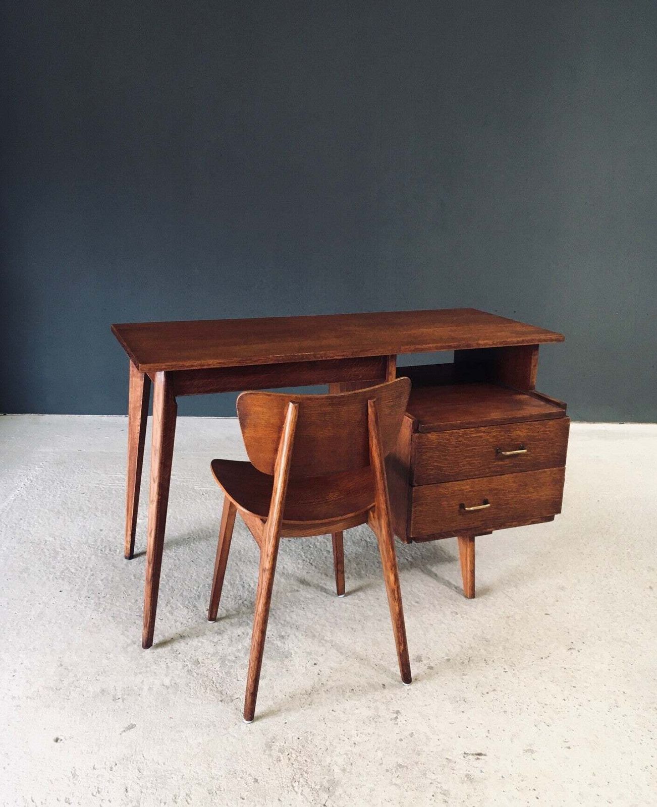 Modernist Reconstruction Design Writing Desk, France 1950's photo Furniture