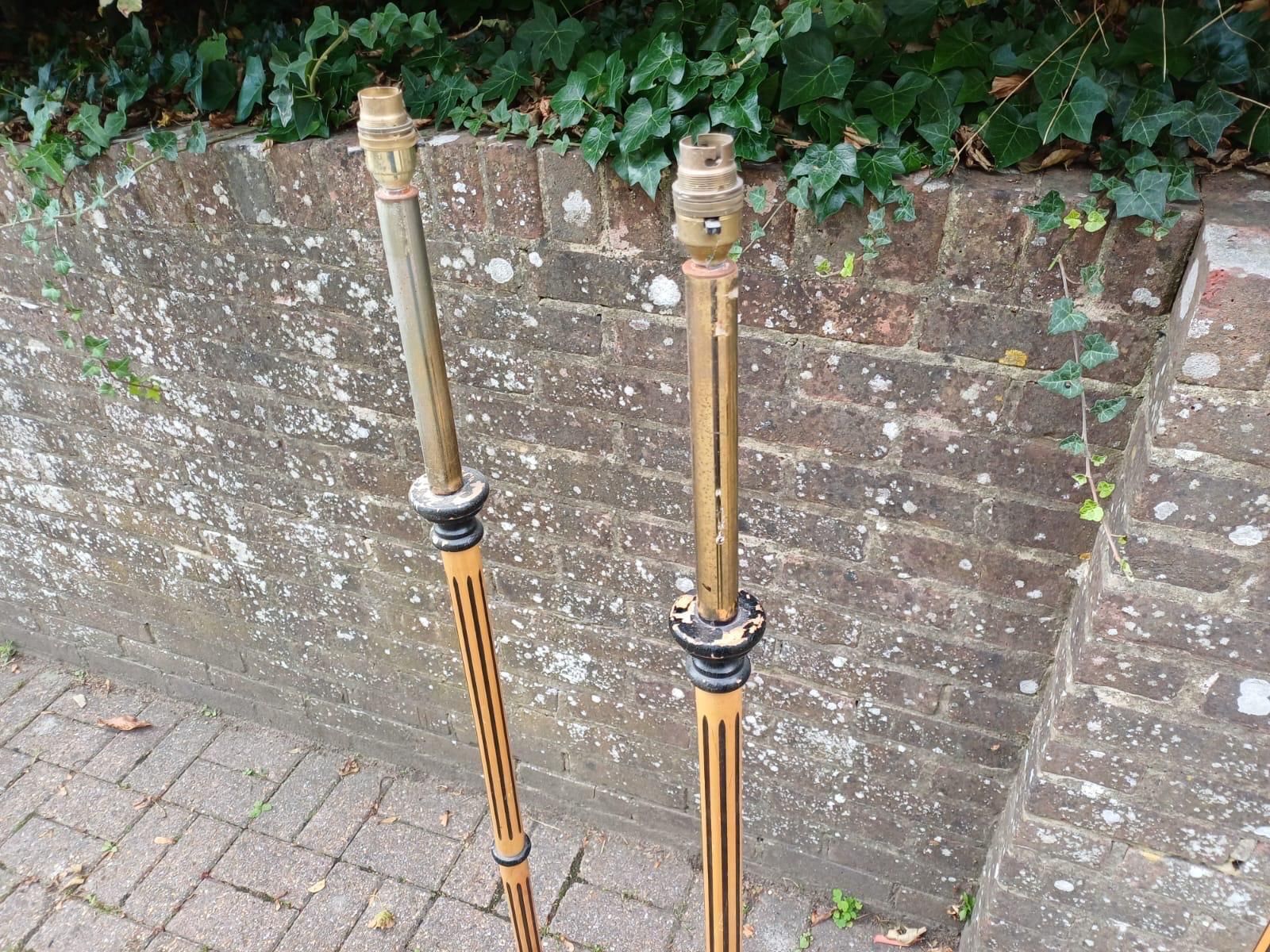 Vintage Wooden Floor Lamp Bases, Set Of 4, Retro Mid Century Tall Column Lamps, Art Decor Revival photo Lighting