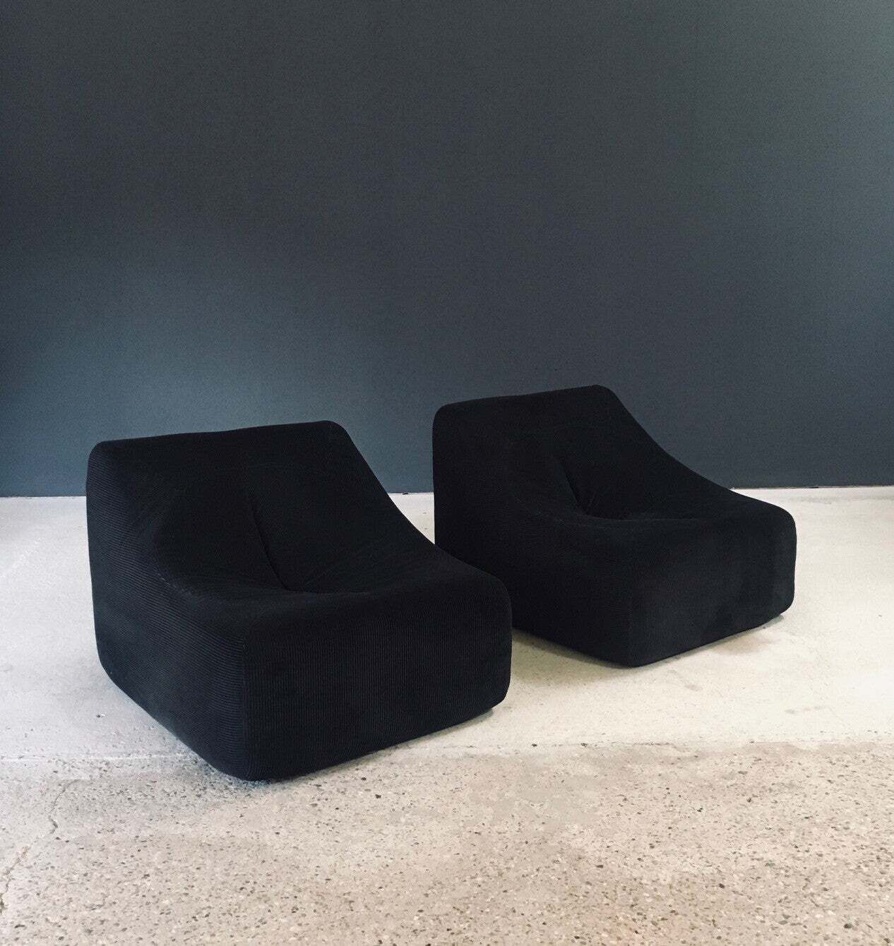 Furniture 1970's Midcentury Modern French Design Corduroy Lounge Chair Set photo