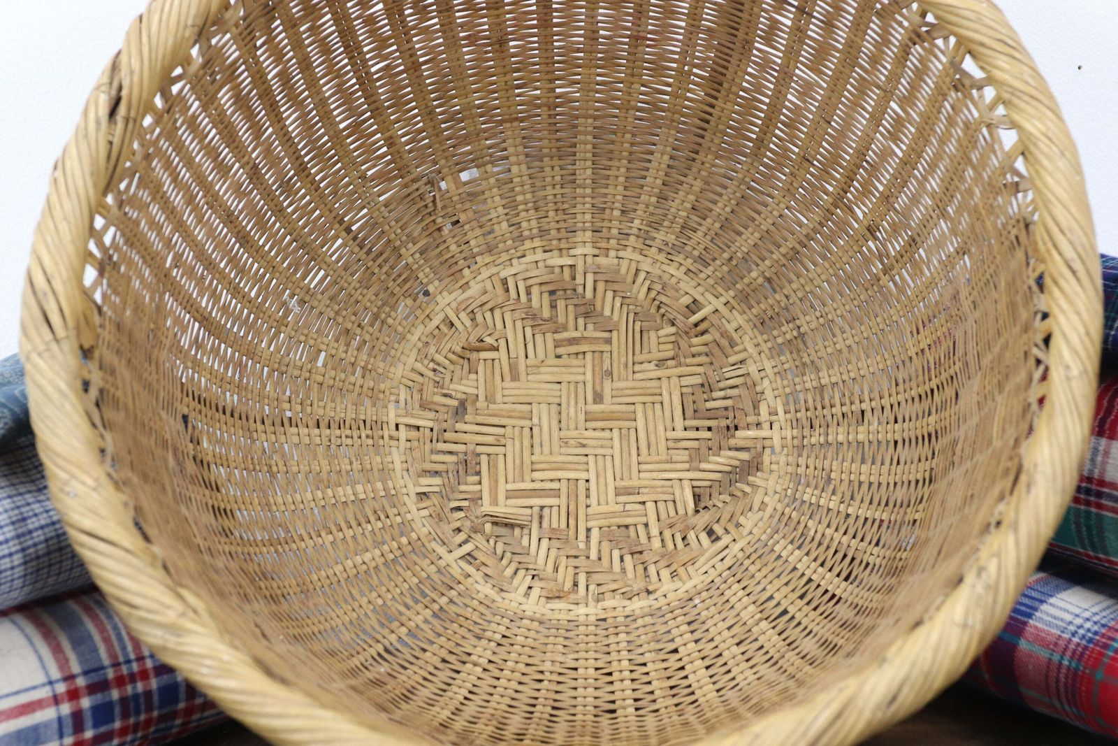Mid 20th Century Handwoven Okimono Kago Style Japanese Basket (1) photo furniture
