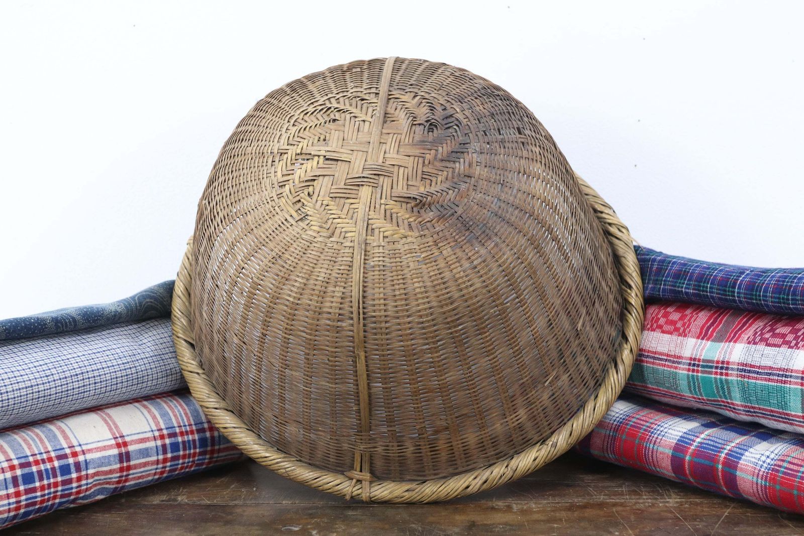 Mid 20th Century Handwoven Okimono Kago Style Japanese Basket (2) photo furniture