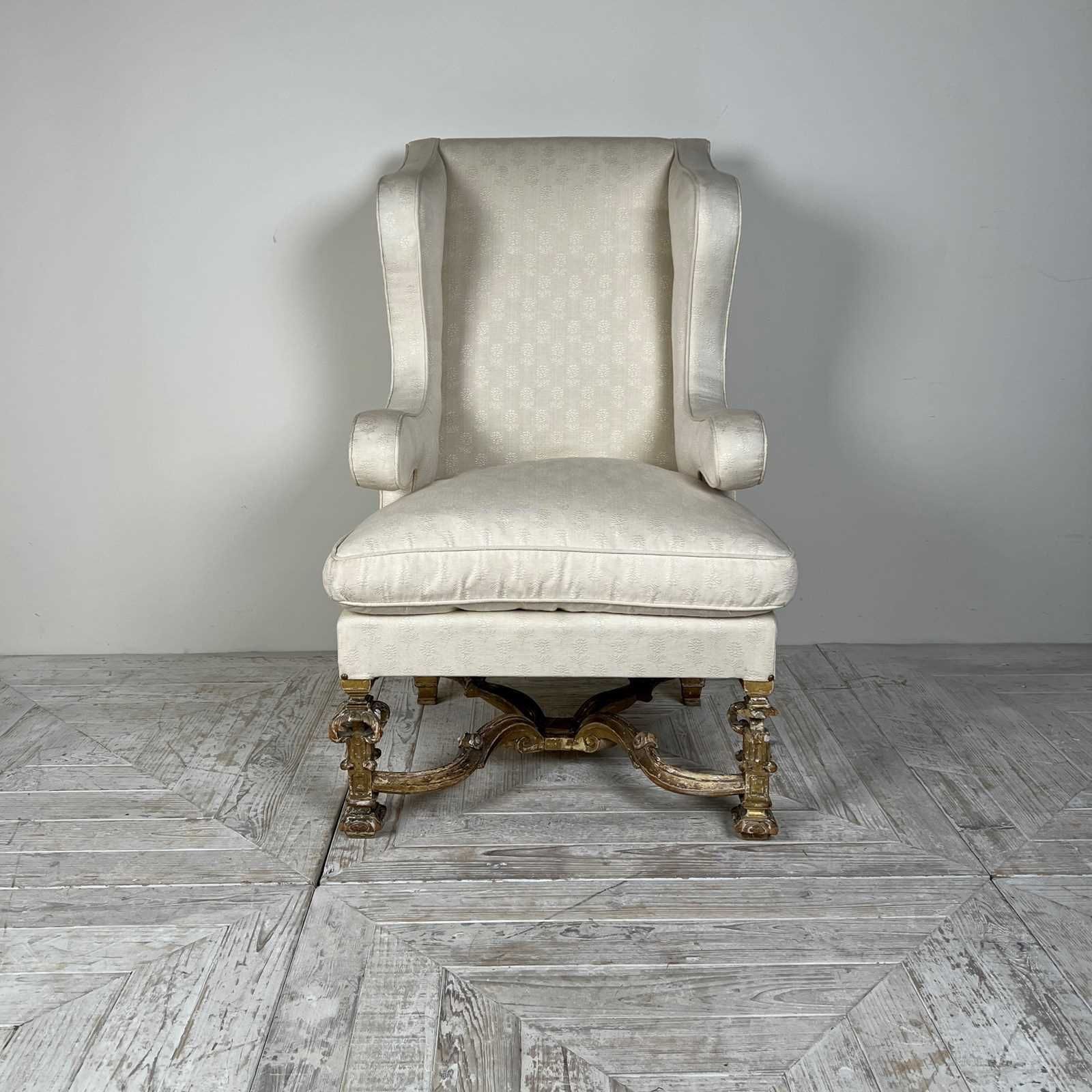 Antique Giltwood Wingback Armchair In The Late 17th Style photo 1375.0