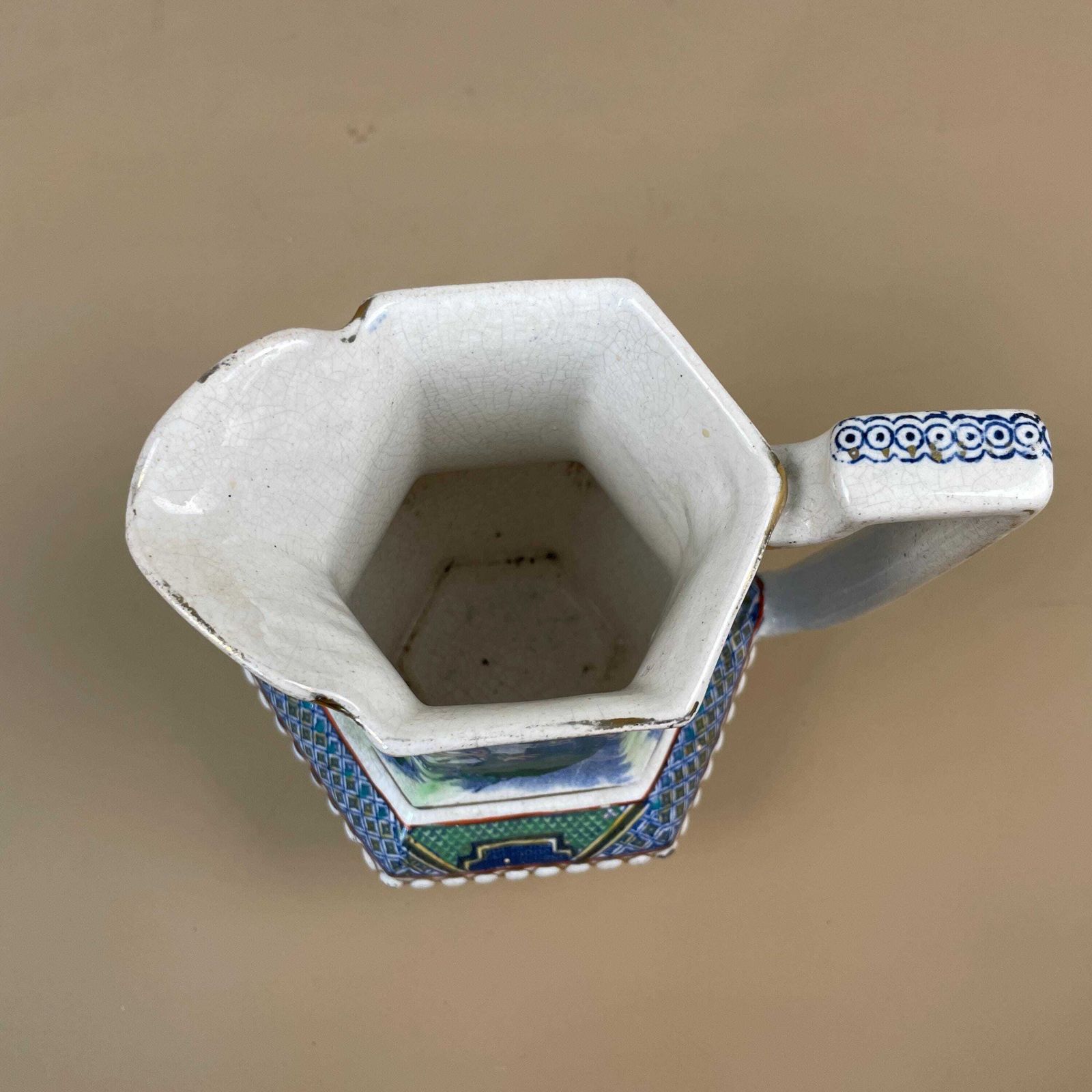 photo furniture Vintage Gater, Hall & Co Oriental Jug Vase Pitcher Chinoiserie Chinese Hand Painted Ceramic Porcelain Windowsill Table Flower Display