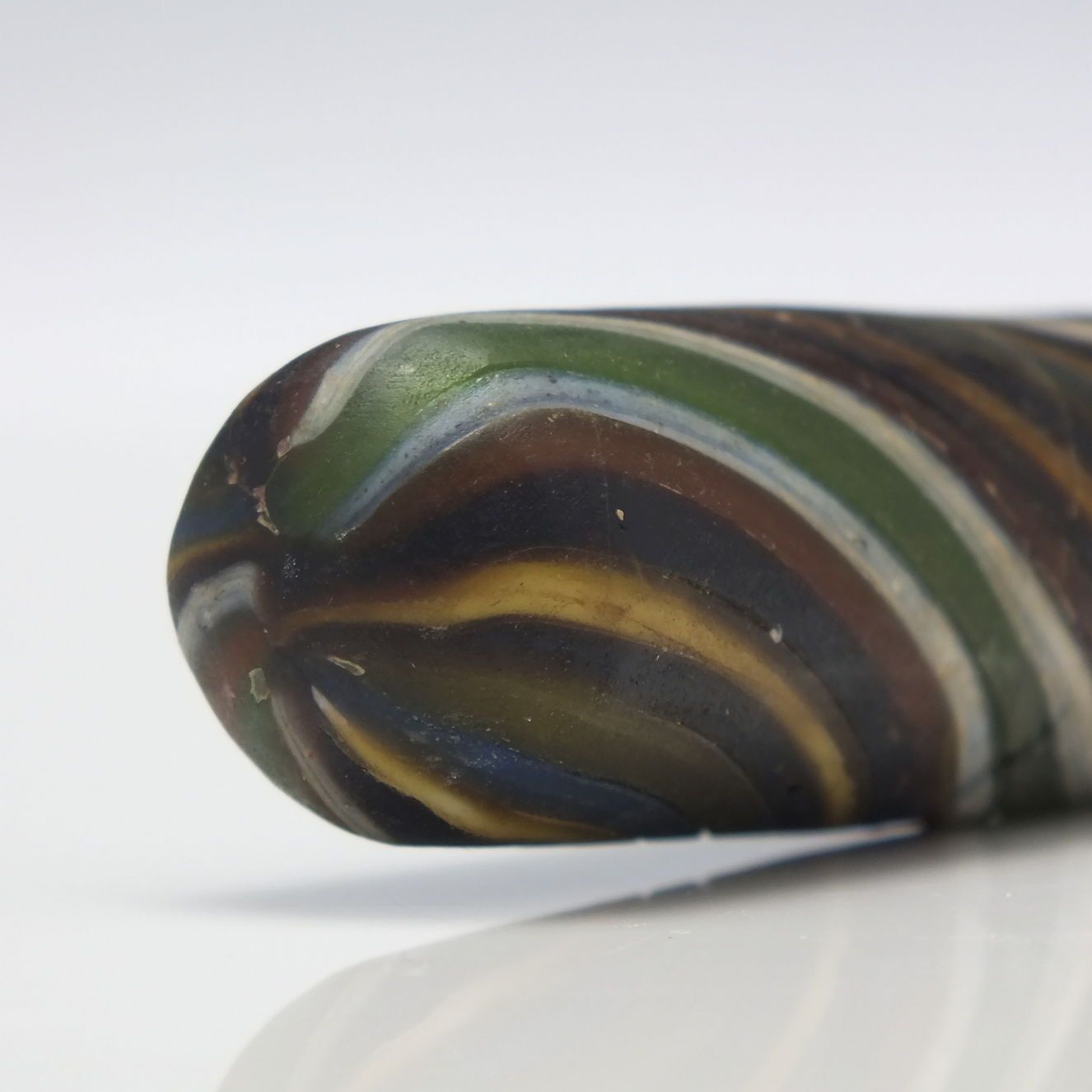 Exceptional Roman Banded Mosaic Ribbon Glass Alabastron 1st Century Bce photo vintage