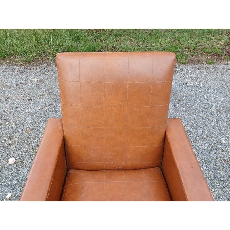 Vintage 50s/60s Brown Skai Armchair photo vinterior