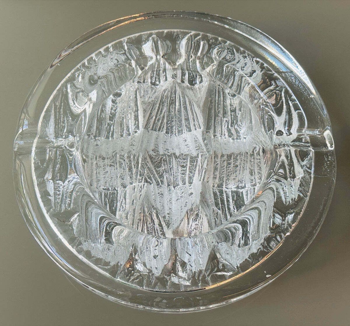 Vintage 1980s Swedish Nybro Glasbruk "Iceberg" Glass Ashtray By Paul Isling photo Home Decor