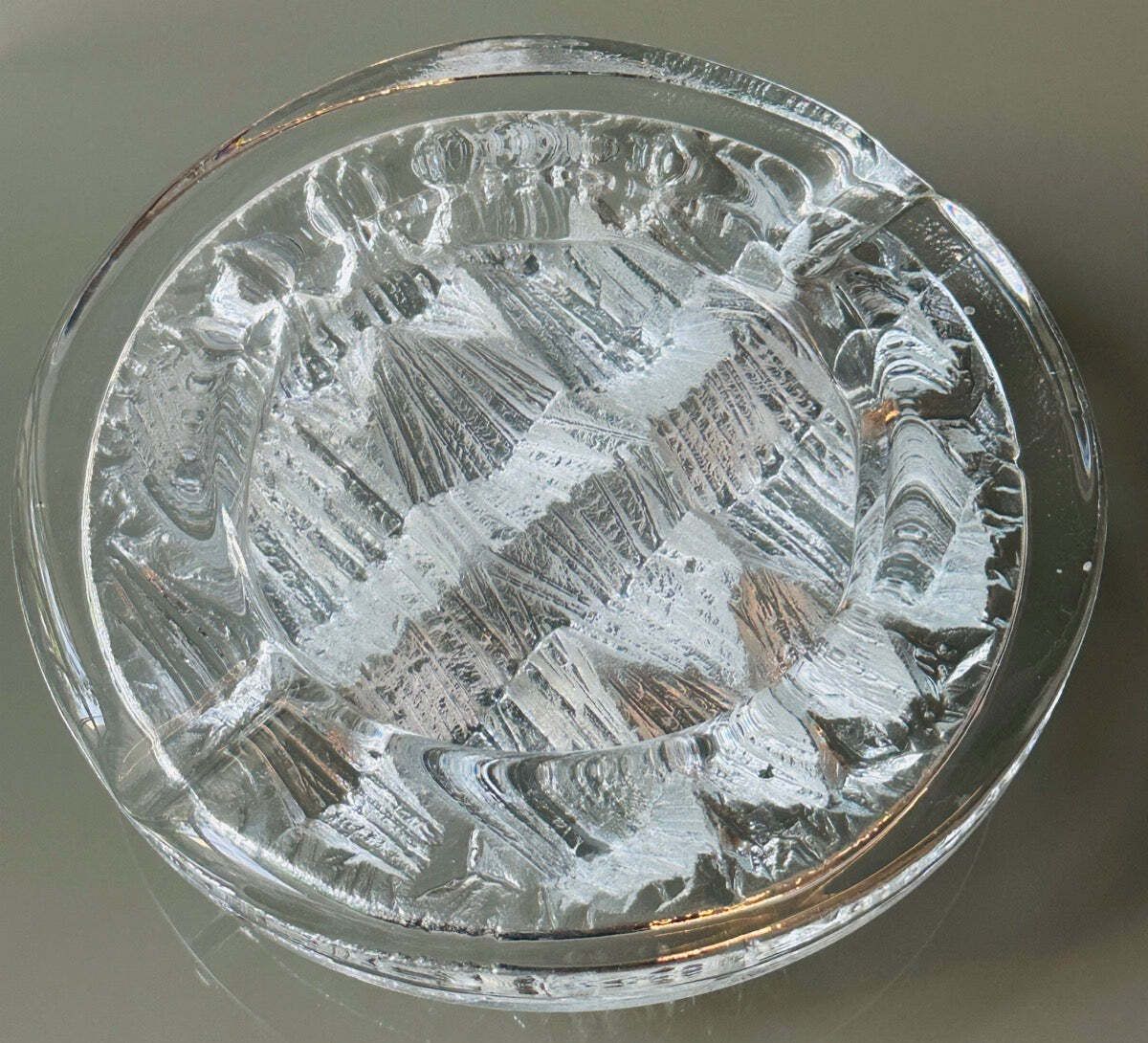 Vintage 1980s Swedish Nybro Glasbruk "Iceberg" Glass Ashtray By Paul Isling photo vintage
