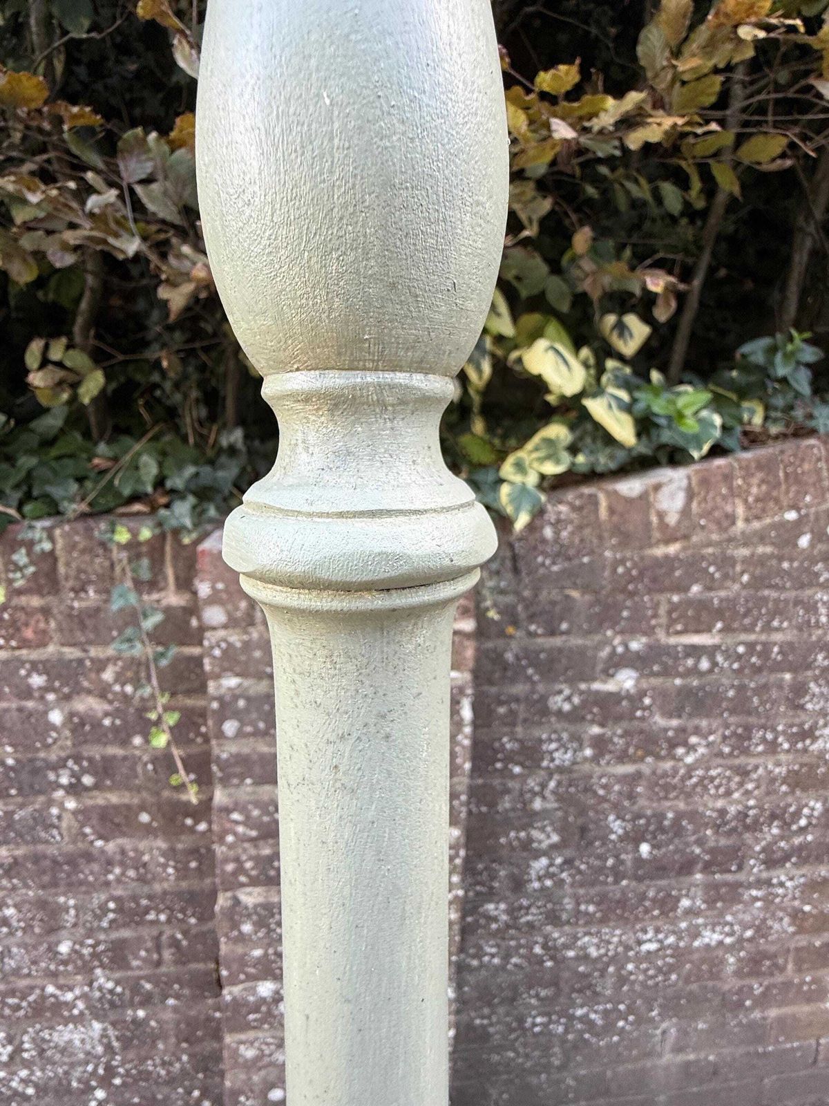 Mid Century Tall Painted Green Shabby Chic Wooden Floor Lamp Base, Vintage Retro Lighting, Shabby Chic Cottage Style Standard Lamp 156cm photo 195.0
