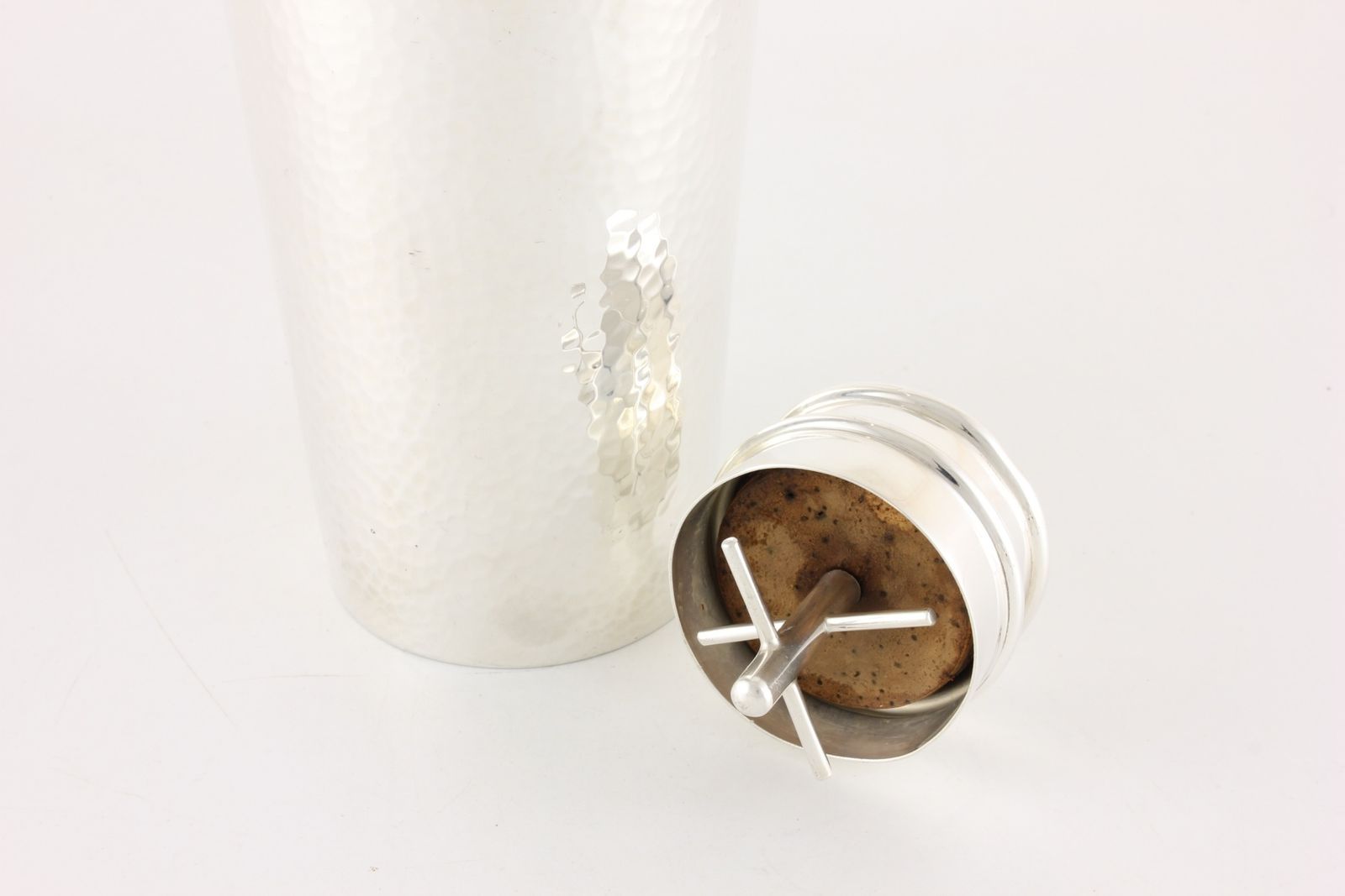Antique Silver Plate Mappin Webb Cocktail Shaker. Hammered Drinks Mixer. photo for sale