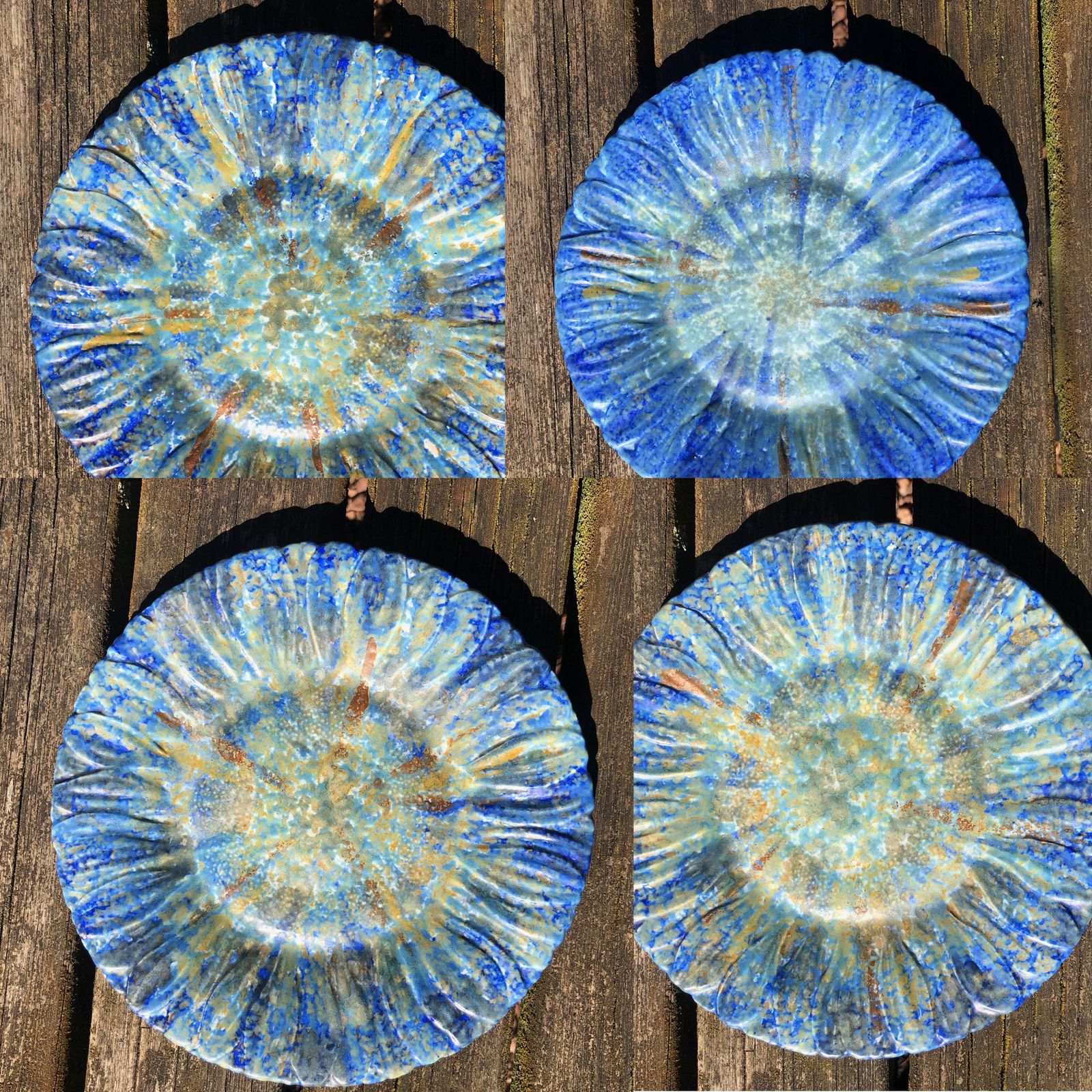 Antique Rare Bretby 1920's Art Pottery Plates X6 Blue Nerton Ware Pottery Plates Bretby Flowers Art Deco Bretby Hand Crafted Side Plates X6 photo vintage