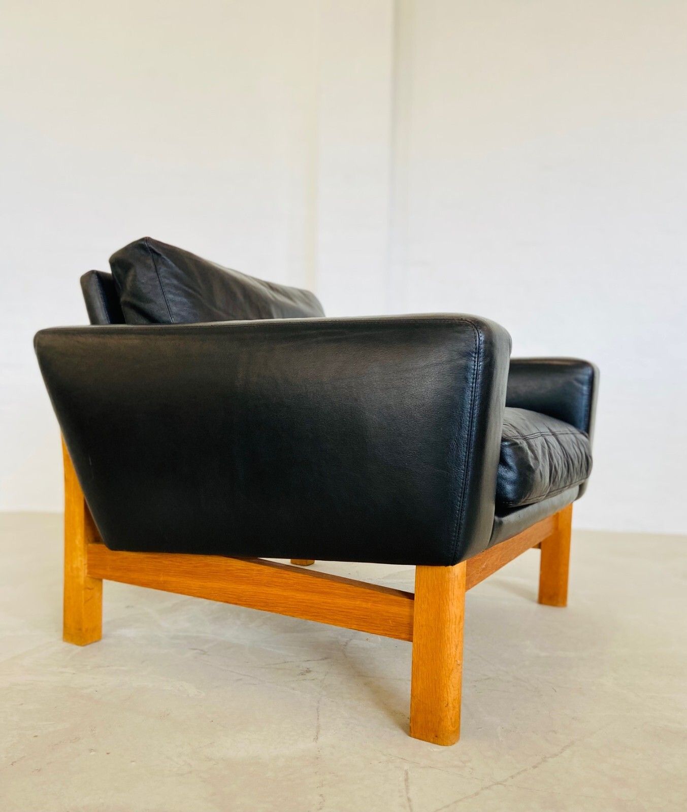 Furniture Vintage Mid Century Poul M. Volther  Leather And Oak Club Chair 1960,S photo