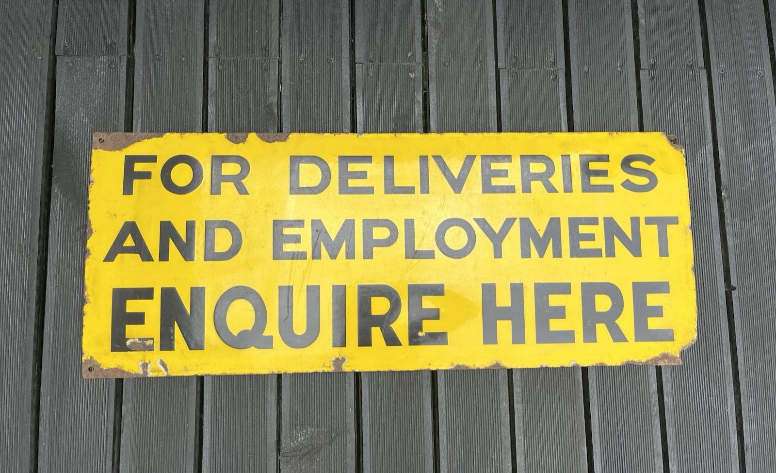 Rare Antique British Military Base Deliveries & Employment Metal Enamel Sign photo buy