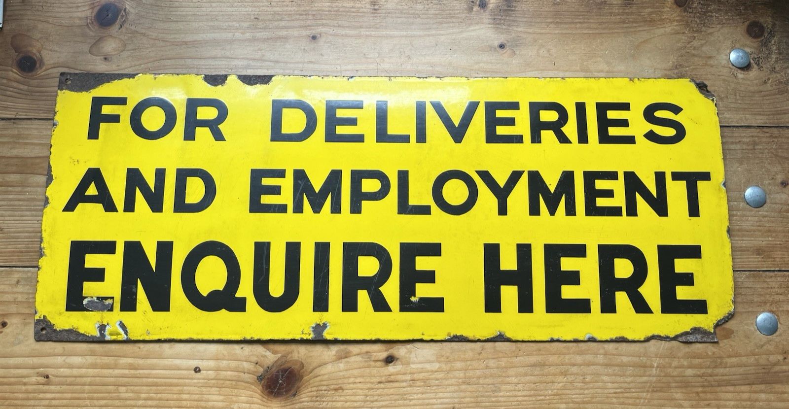750.0 Rare Antique British Military Base Deliveries & Employment Metal Enamel Sign photo