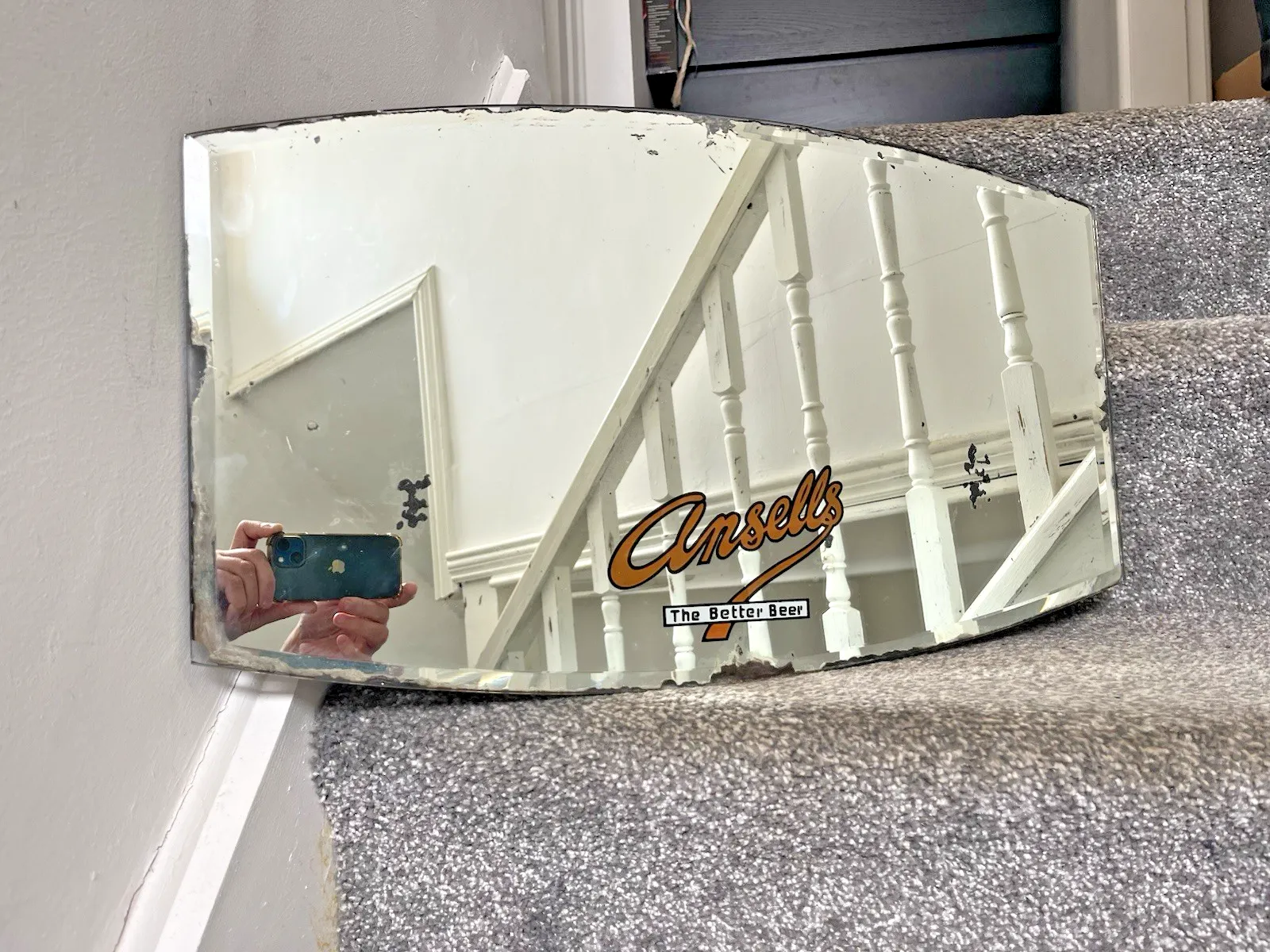 photo furniture Antique Art Deco Ansells The Better Beer Pub Advertising Picture Mirror Plate