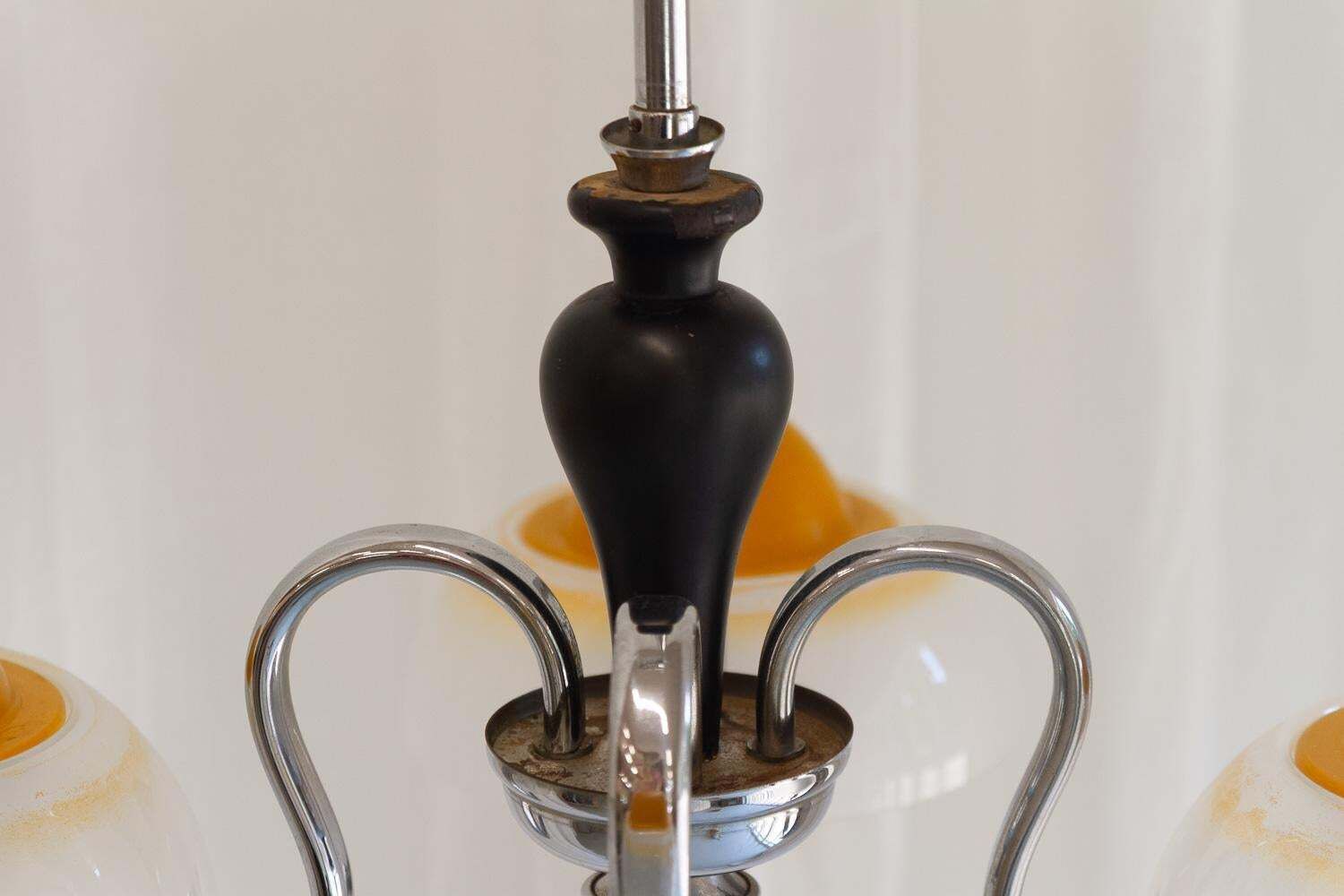 Danish Art Deco "Fried Egg" Chandelier By Fog & Mørup, 1930s. photo vinterior