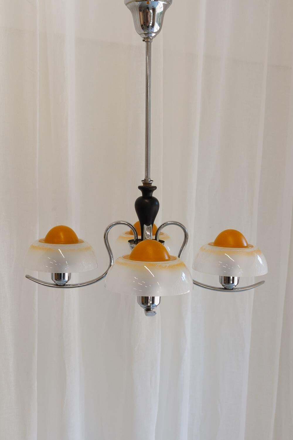 photo furniture Danish Art Deco "Fried Egg" Chandelier By Fog & Mørup, 1930s.