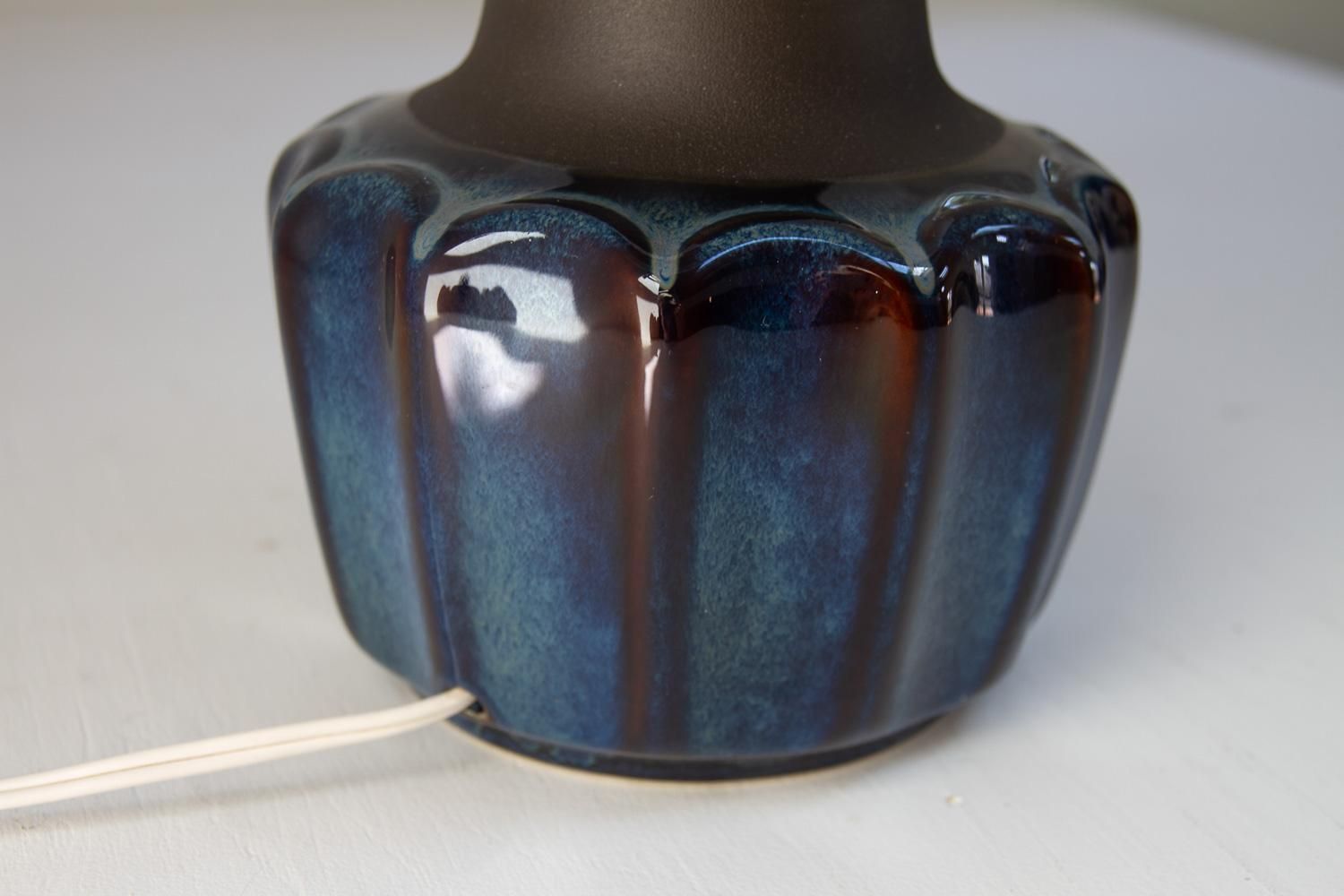 Danish Modern Blue Ceramic Table Lamp 1051 By Einar Johansen For Søholm, 1960s. photo buy