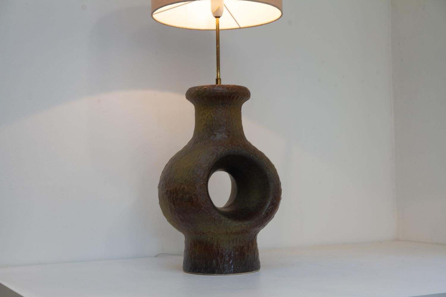 photo vinterior Danish Mid Century Modern Circular Stoneware Floor Lamp, 1960s.