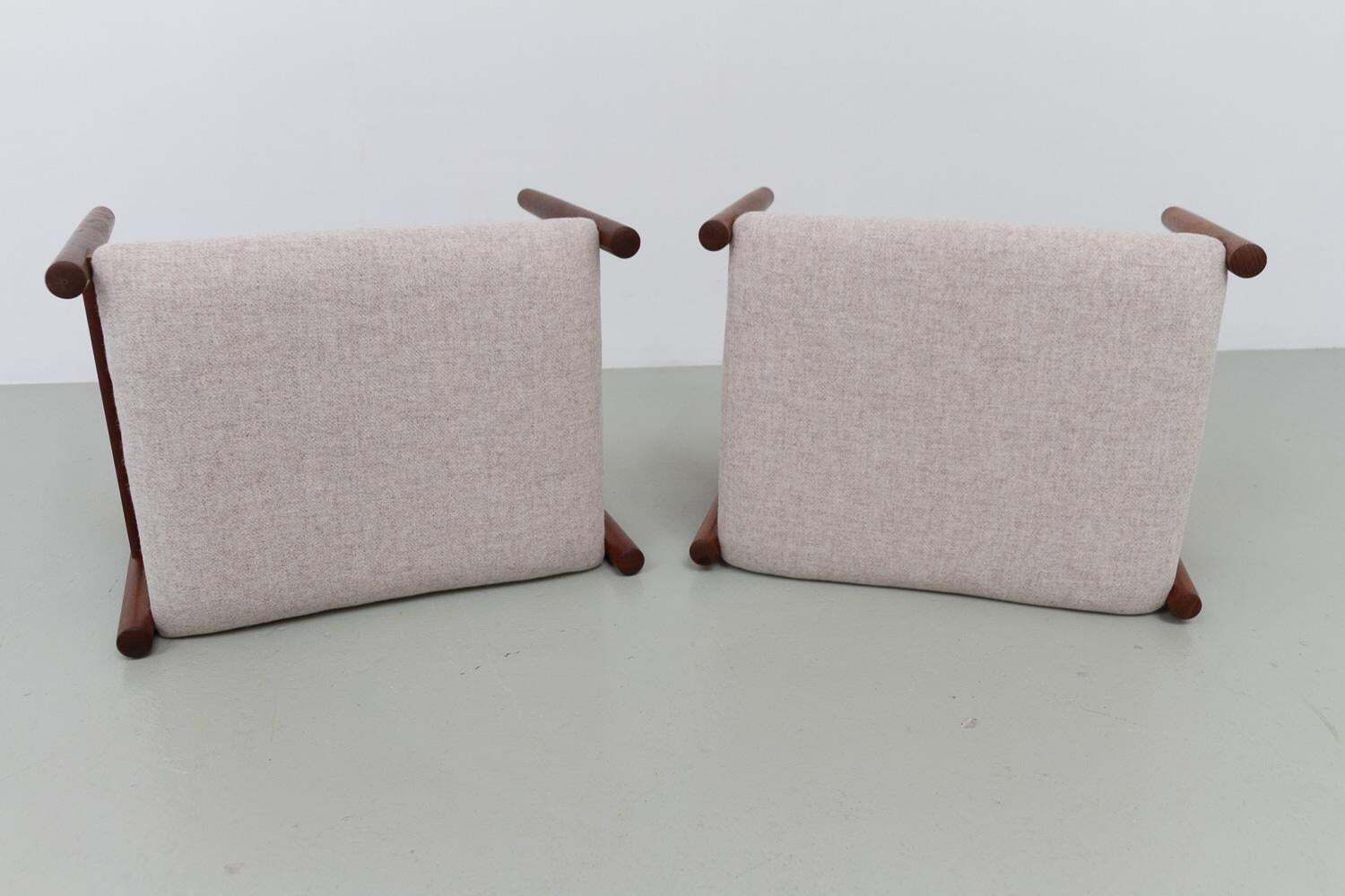 890.0 Danish Modern Teak And Wool Ottomans By Hugo Frandsen, 1960s, Set Of 2 photo