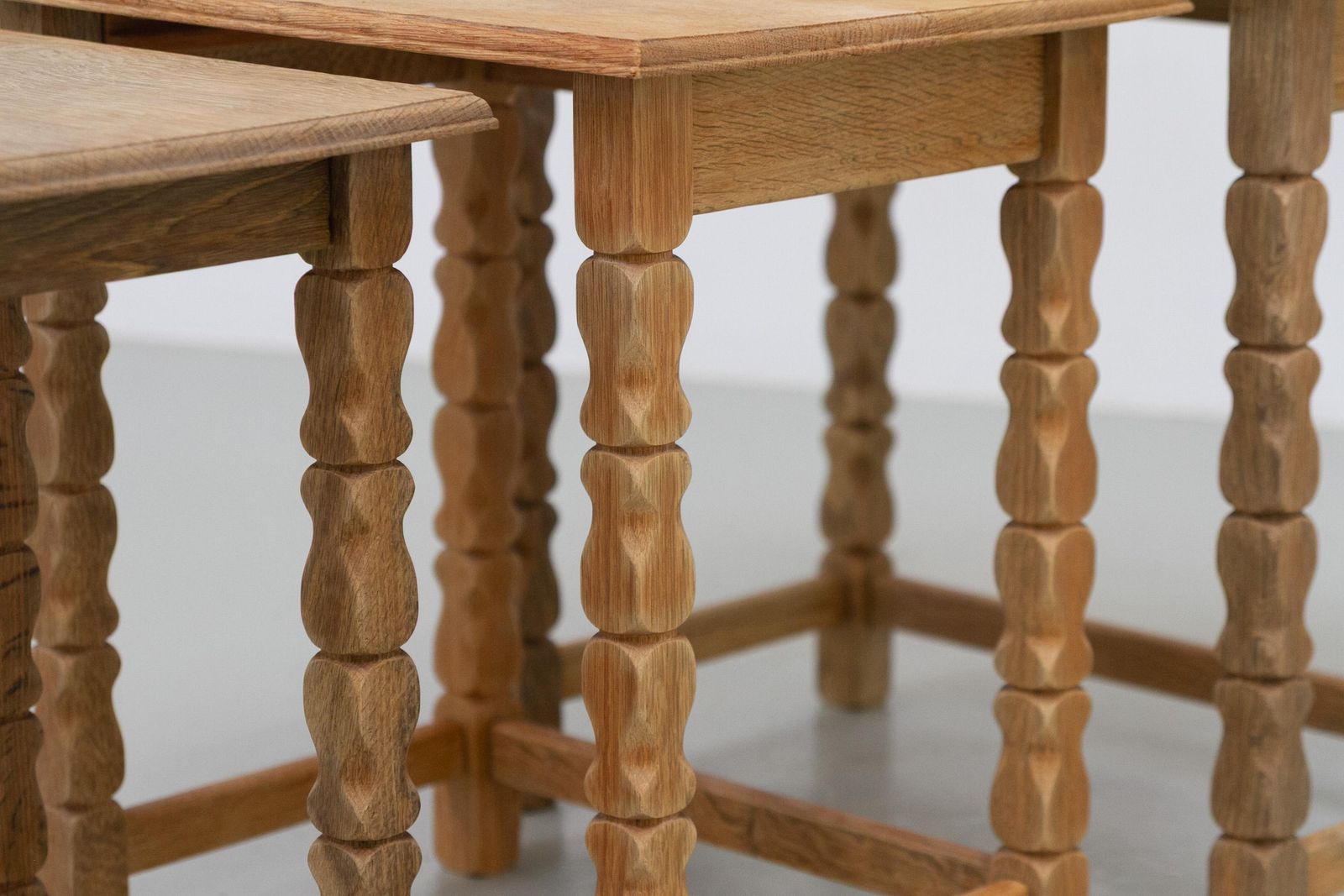 Danish Brutalist Oak Nesting Tables In Kjærnulf Style, 1970s. Set Of 3. photo buy