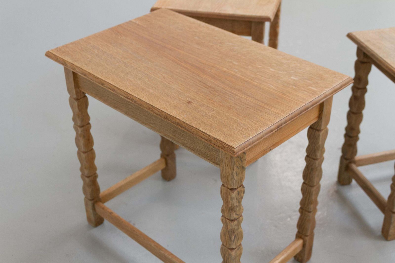 Furniture Danish Brutalist Oak Nesting Tables In Kjærnulf Style, 1970s. Set Of 3. photo
