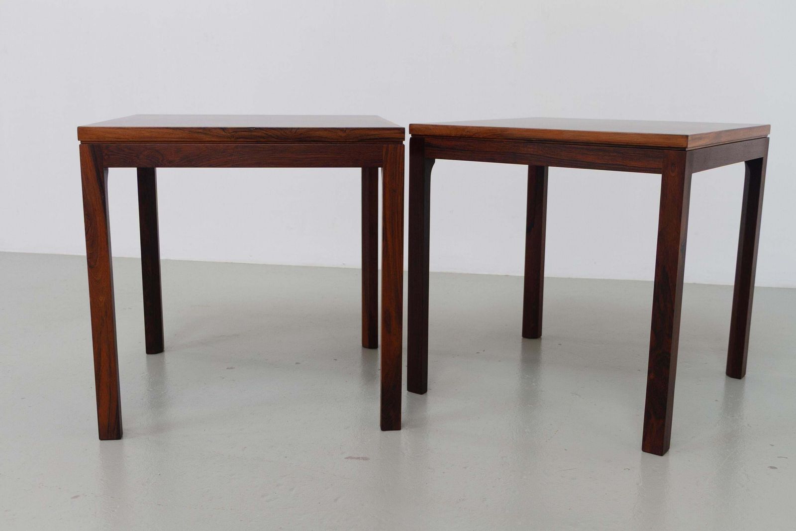 photo for sale Danish Modern Rosewood Mosaic Side Tables By Tranekær Denmark, 1960s. Set Of 2.