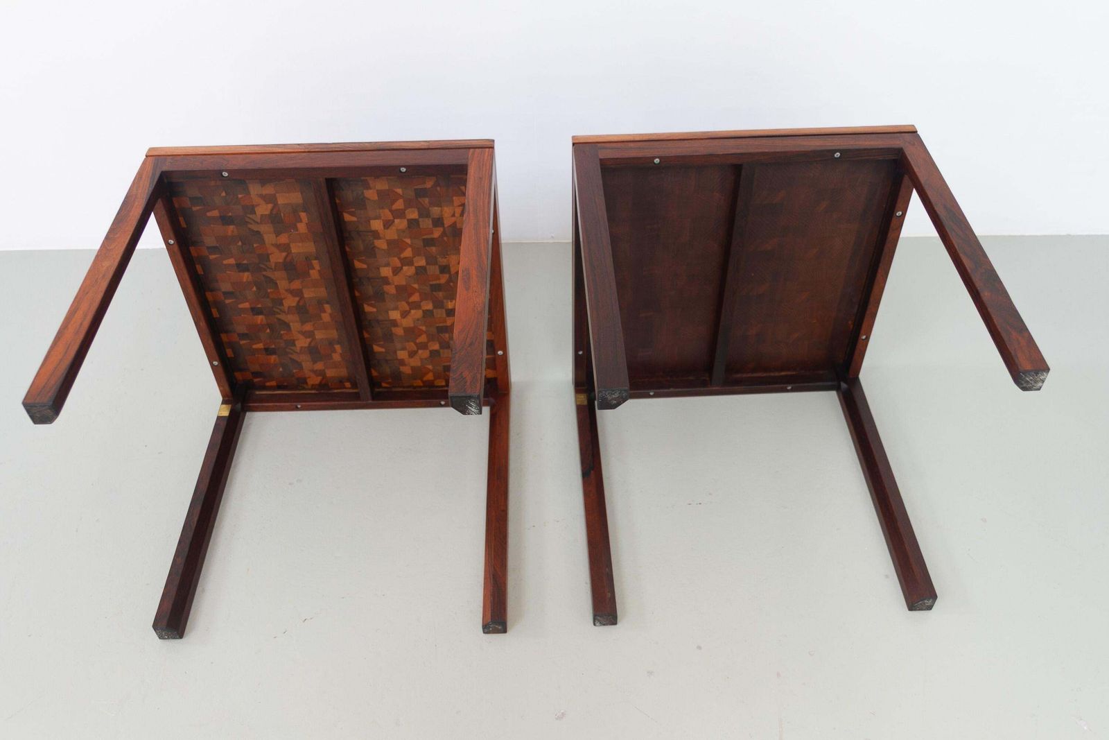 photo vinterior Danish Modern Rosewood Mosaic Side Tables By Tranekær Denmark, 1960s. Set Of 2.