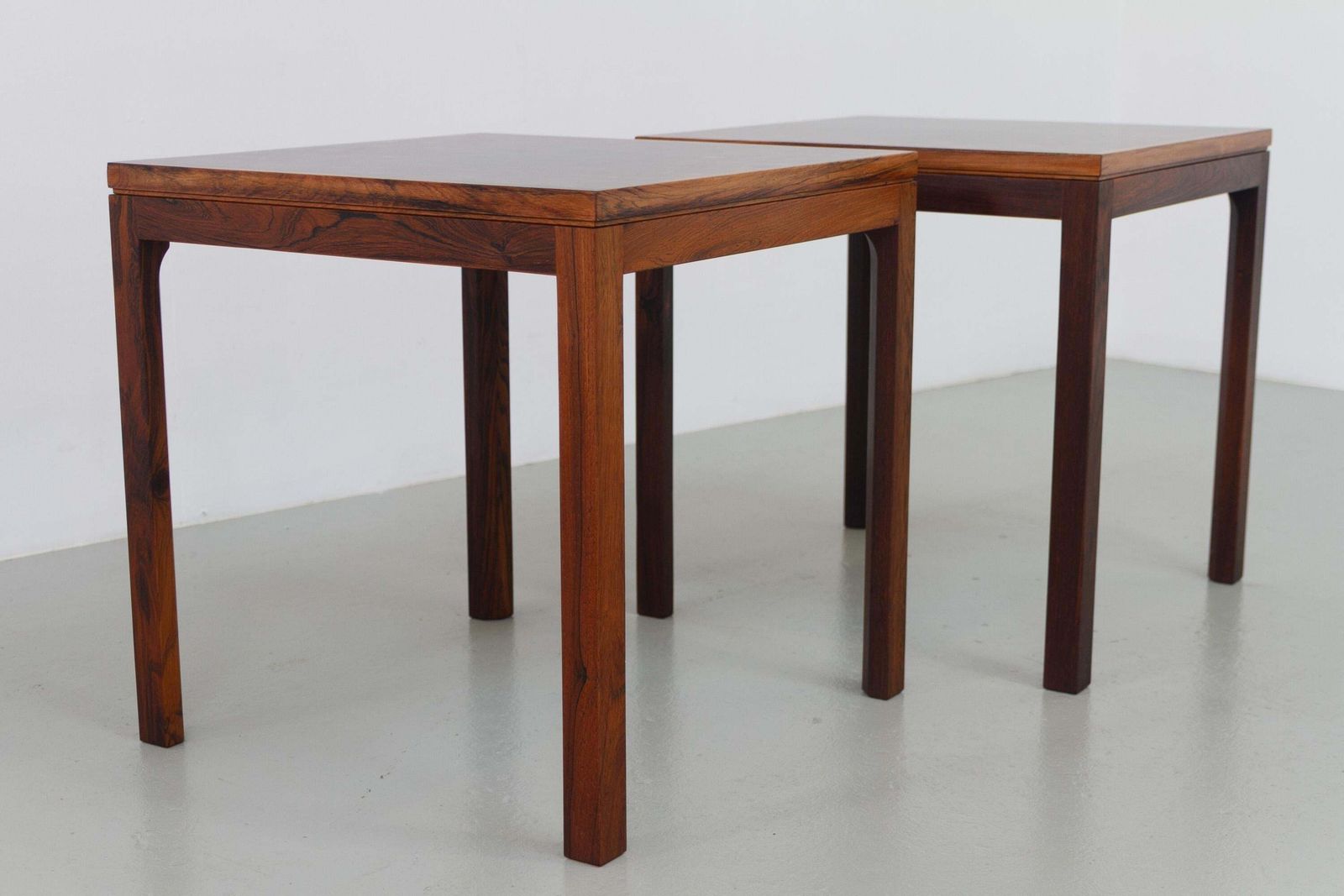 photo vintage Danish Modern Rosewood Mosaic Side Tables By Tranekær Denmark, 1960s. Set Of 2.