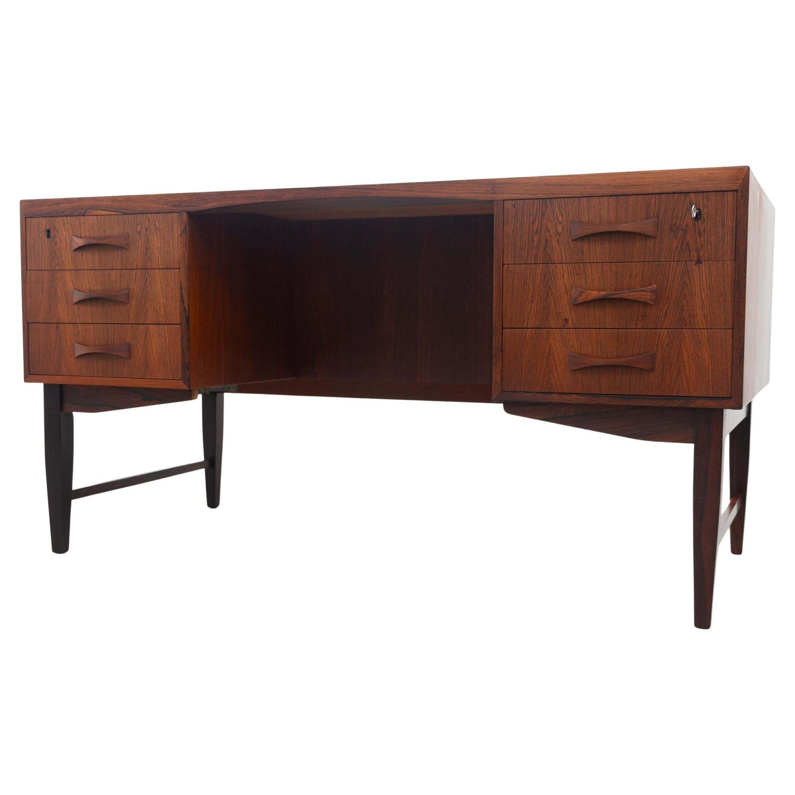 Danish Mid Century Freestanding Rosewood Desk By Clausen & Søn, 1960s.