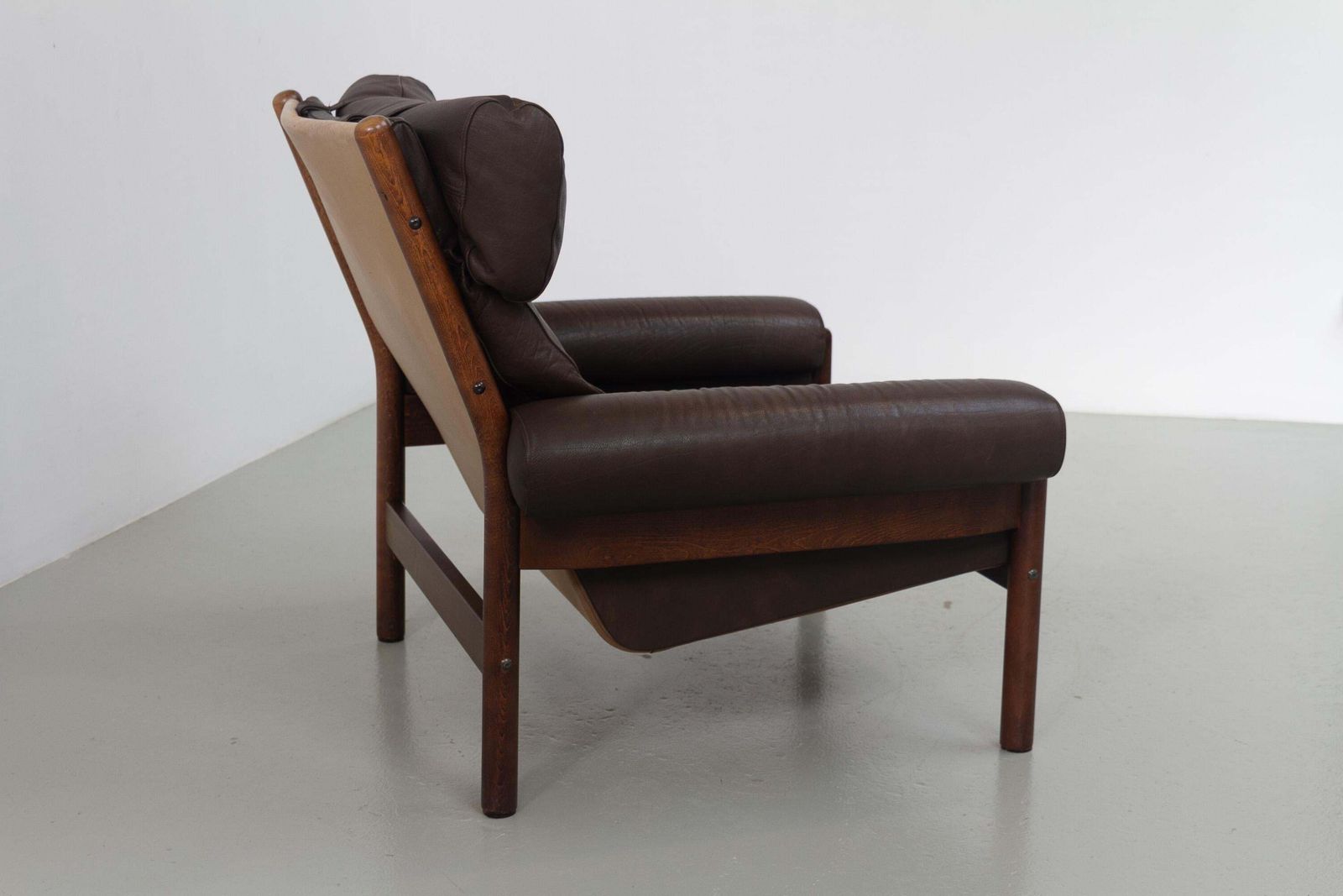 photo for sale Danish Mid Century Norell Style Leather Lounge Chair, 1960s.