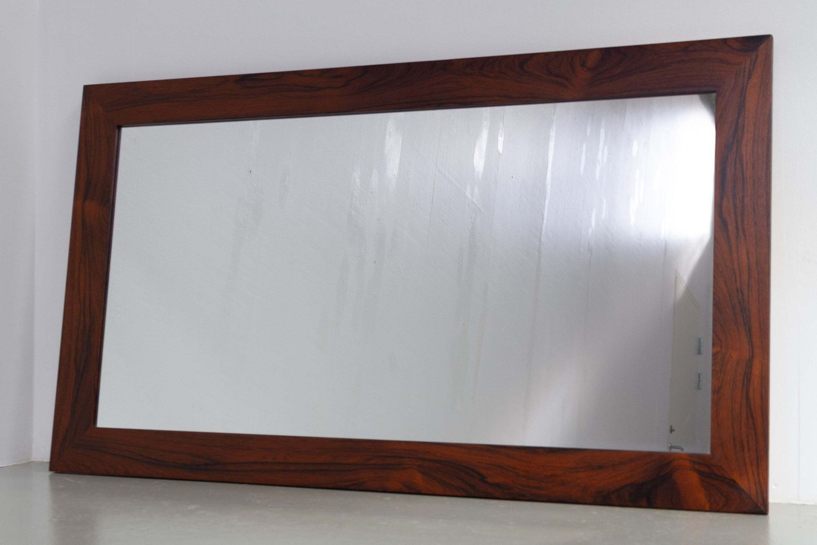 Large Danish Mid Century Modern Rosewood Mirror, 1970s.