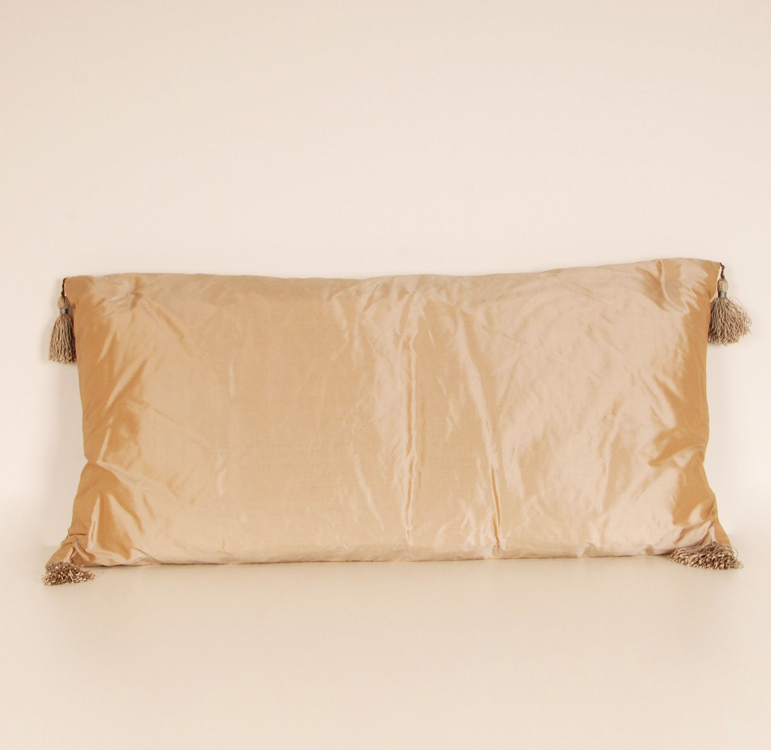 19th Century Ottoman Pillow Cushion Gold Metallic Thread Embroidered Silk Textile Tassels Down Tariff Free photo for sale