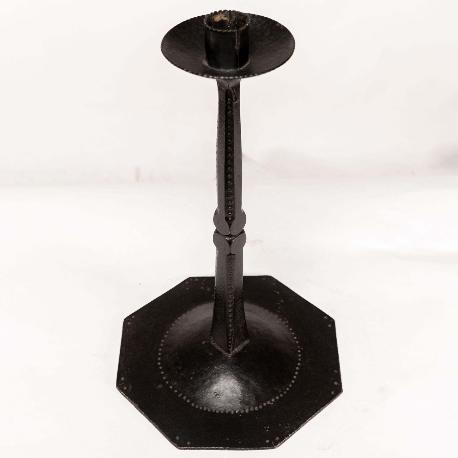 3264.0 Ernest Gimson & Made By Alfred Bucknell. A Rare Unusually Tall Steel Candlestick photo