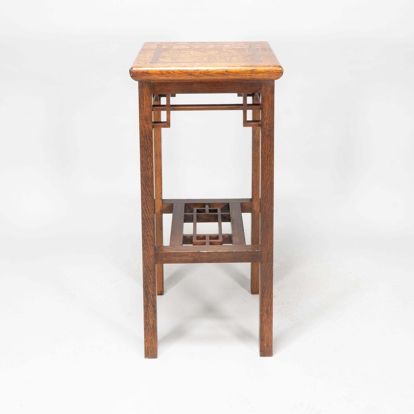 E. W. Godwin. An Anglo Japanese Oak & Lattice Statue Stand With Wide Inlaid Top photo 12237.0