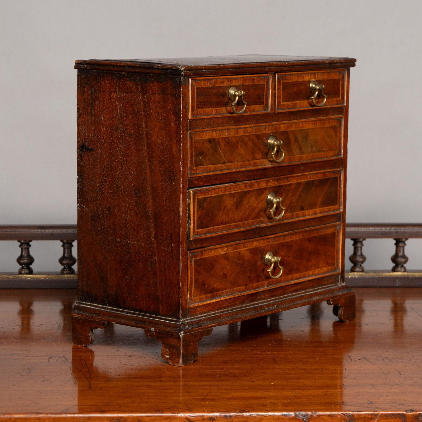 A Fine Georgian Walnut Miniature Chest Of Drawers photo buy