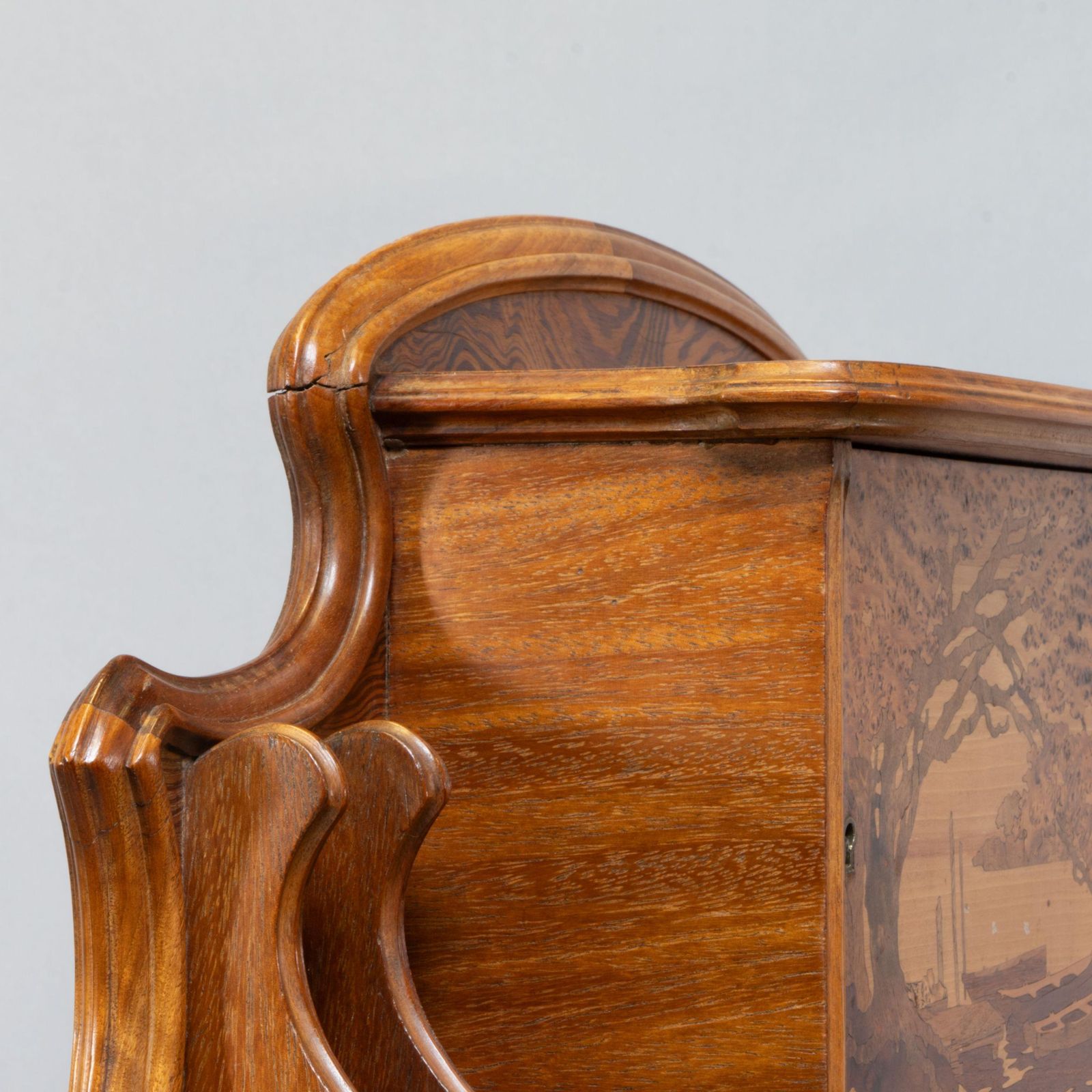 photo vinterior Emile Galle. An Art Nouveau Walnut Writing Desk With Exceptional Inlaid Scenery