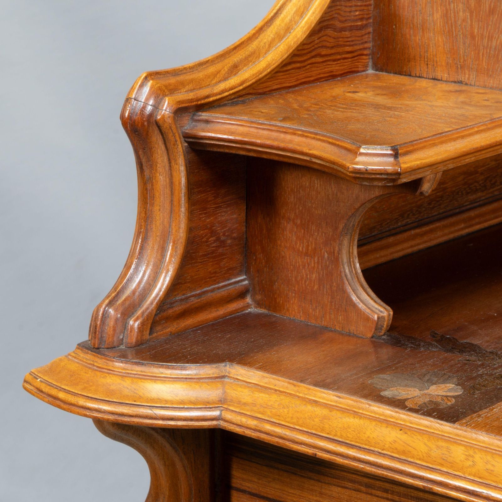 photo buy Emile Galle. An Art Nouveau Walnut Writing Desk With Exceptional Inlaid Scenery