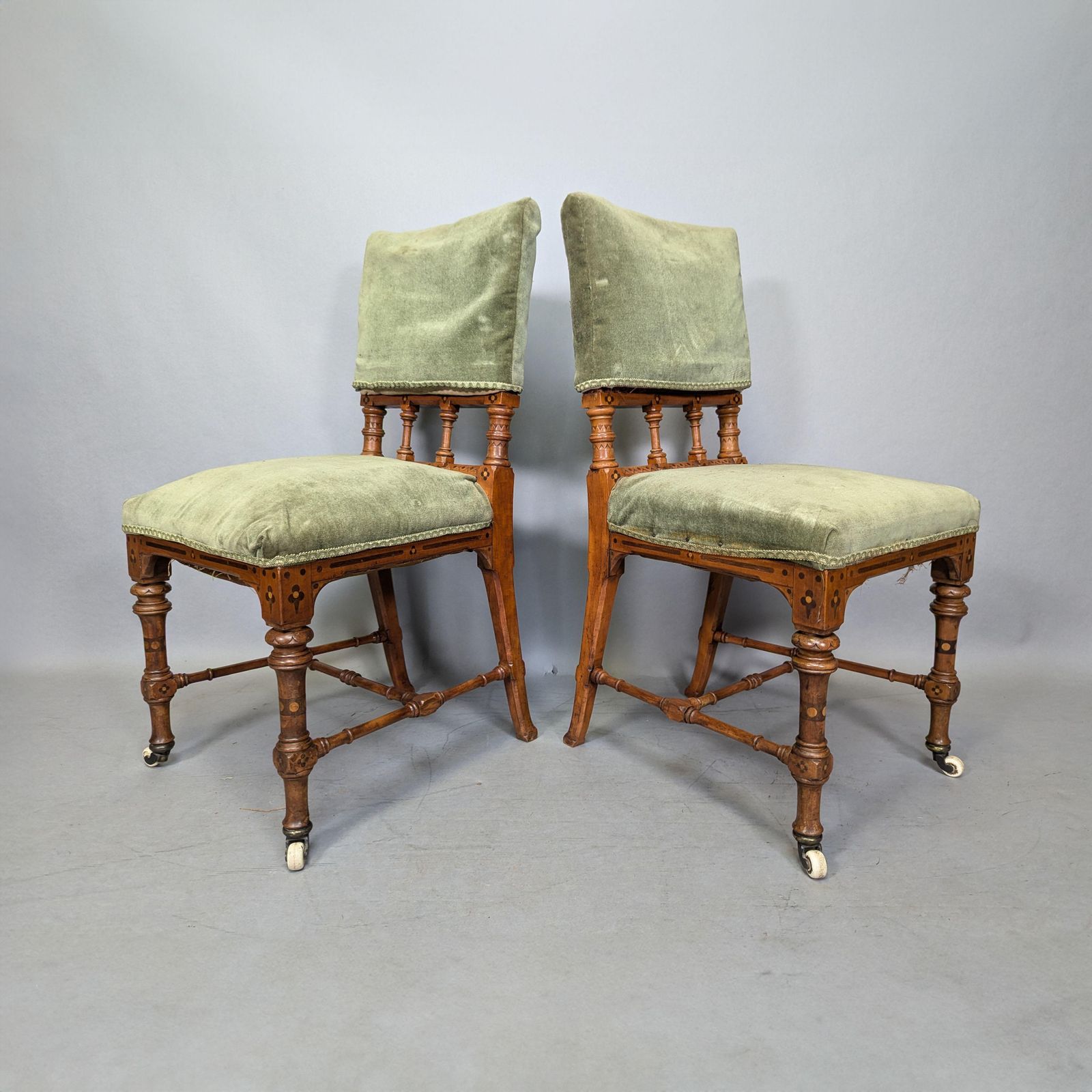 Charles Bevan Attributed. A Pair Of Gothic Revival Oak Desk Or Side Chairs photo Furniture
