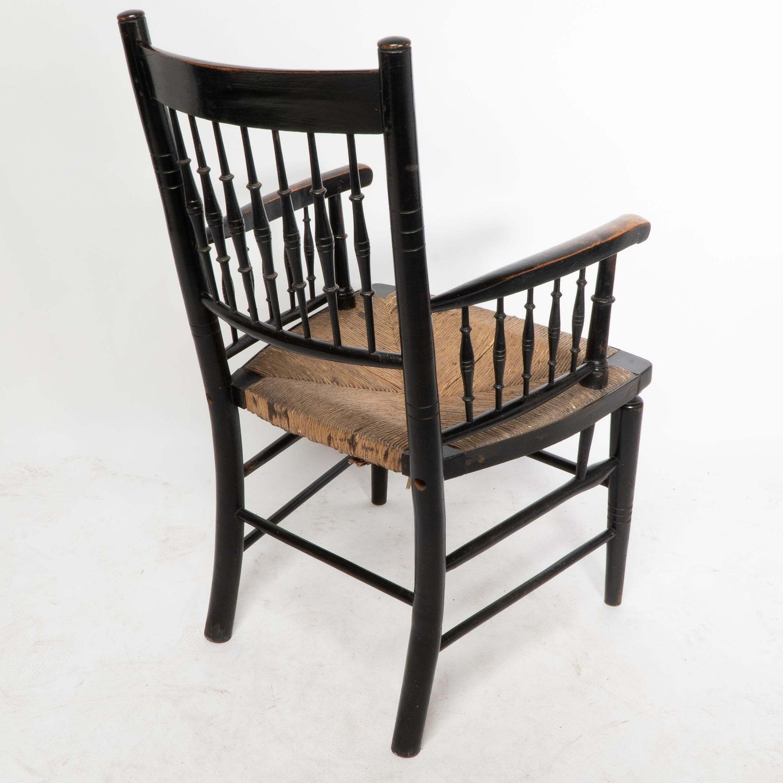 photo vintage Liberty & Co, Attributed. An Aesthetic Movement Rush Seat Armchair